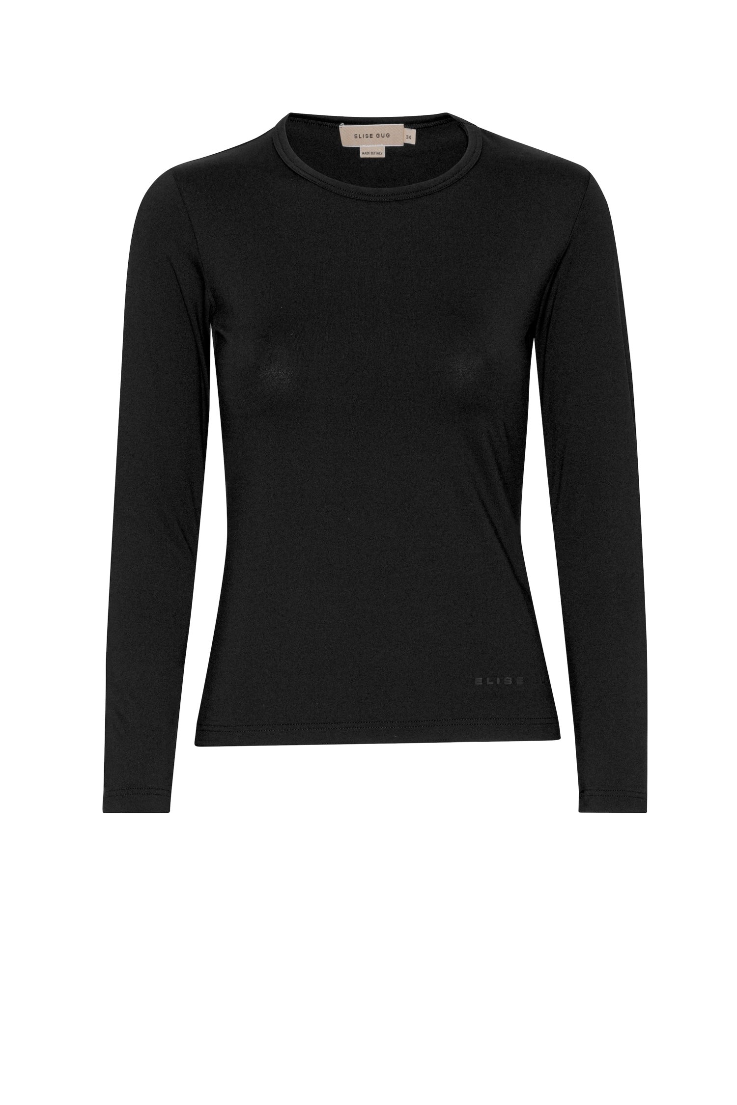 Long-Sleeve Fitted T-Shirt in Nair- Black