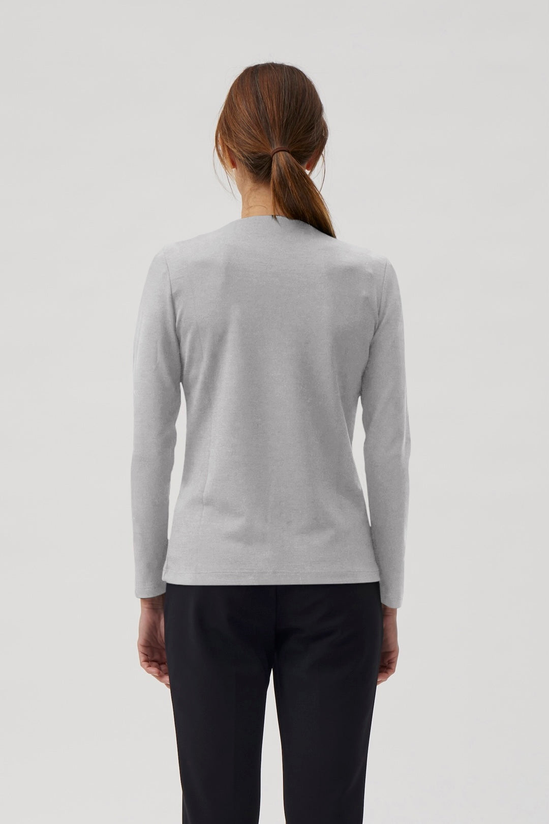 Henley blouse with pearl buttons - Light Grey