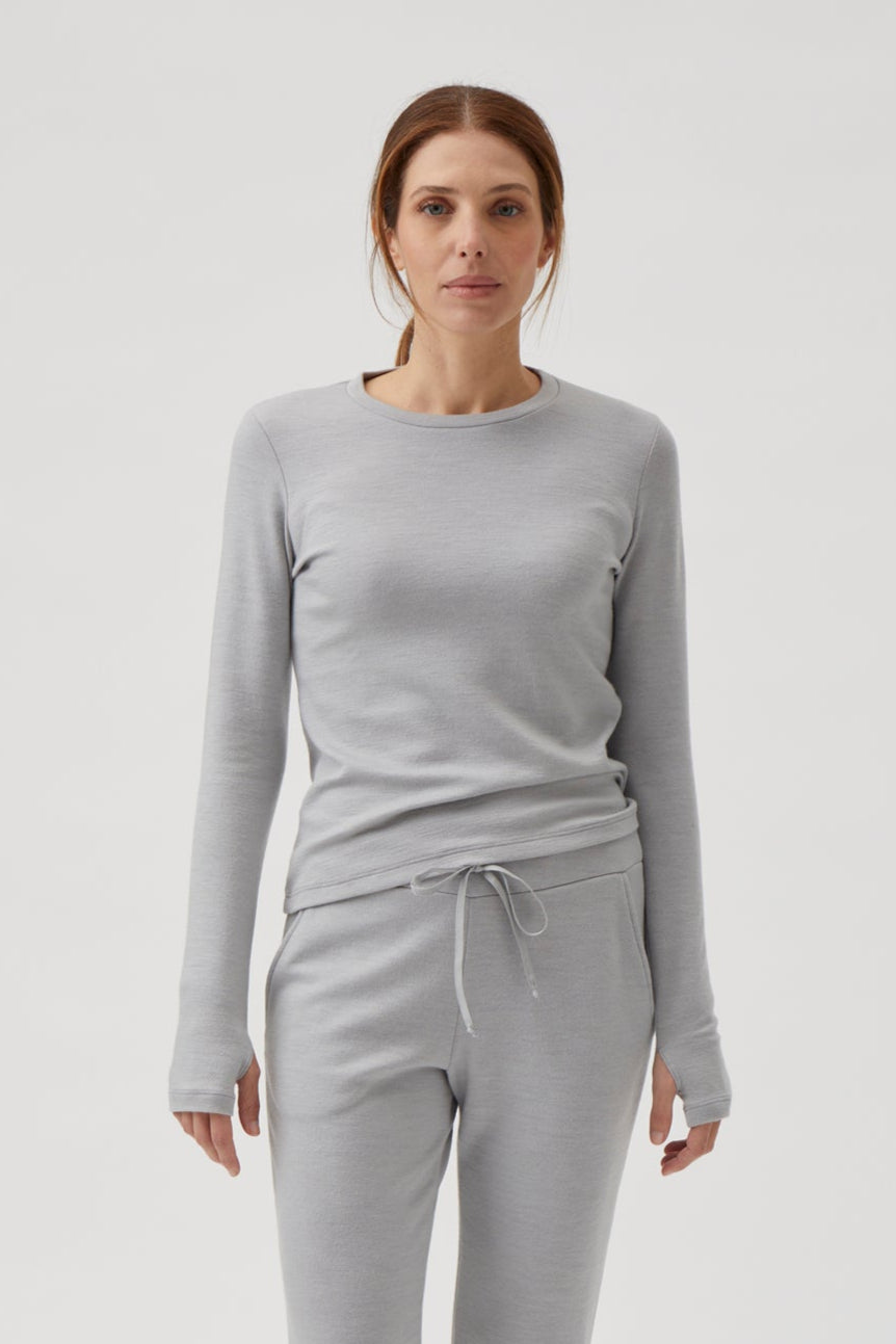 Classic T-shirt blouse detail at wrist - 1168 Light grey