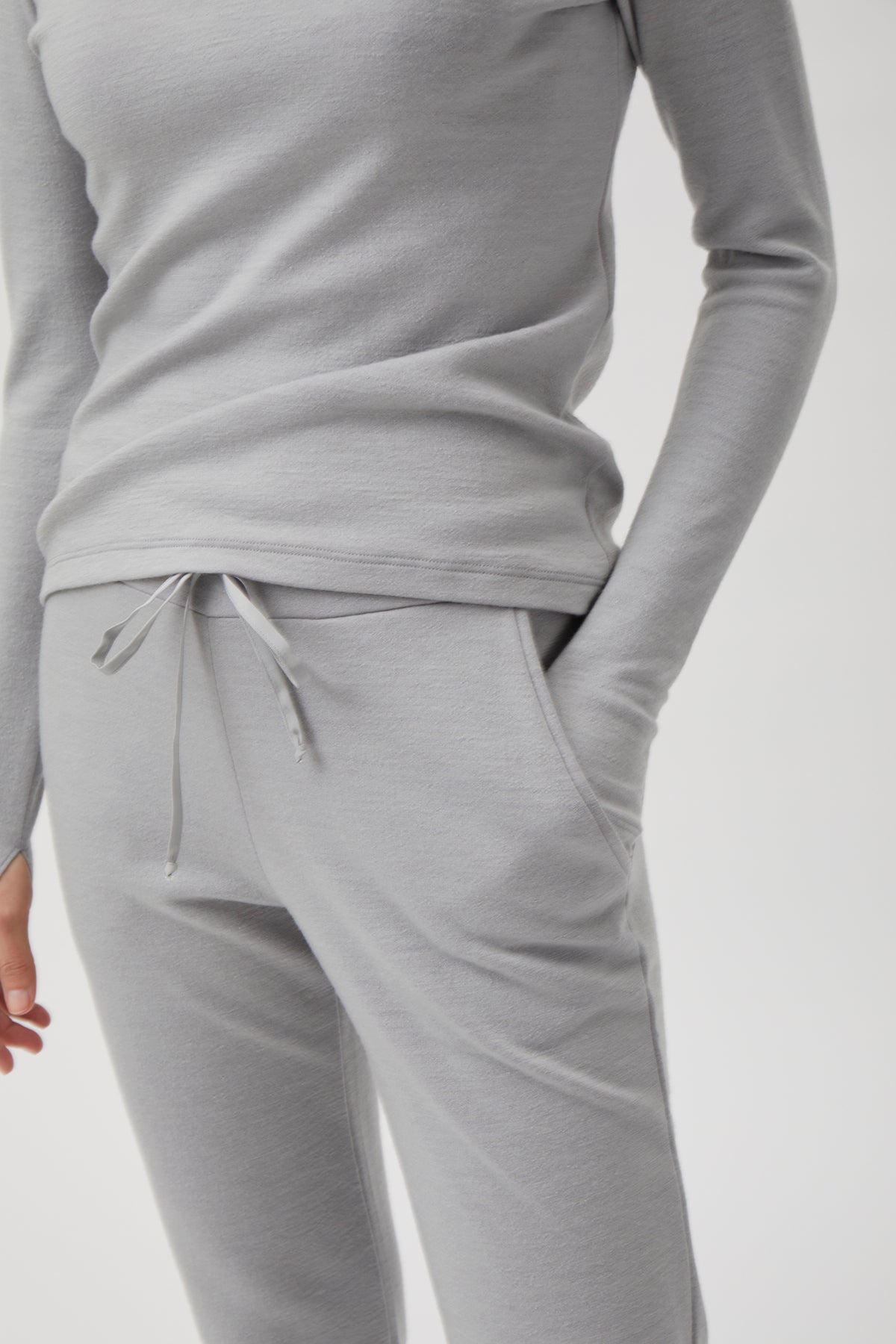 Classic T-shirt Blouse with Wrist Detail – Darfo 1168 Light Grey
