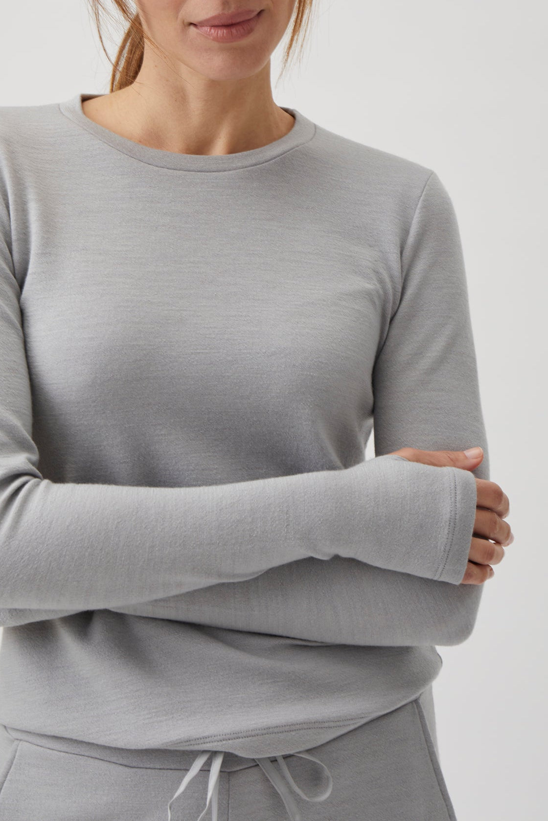 Classic T-shirt blouse detail at wrist - 1168 Light grey