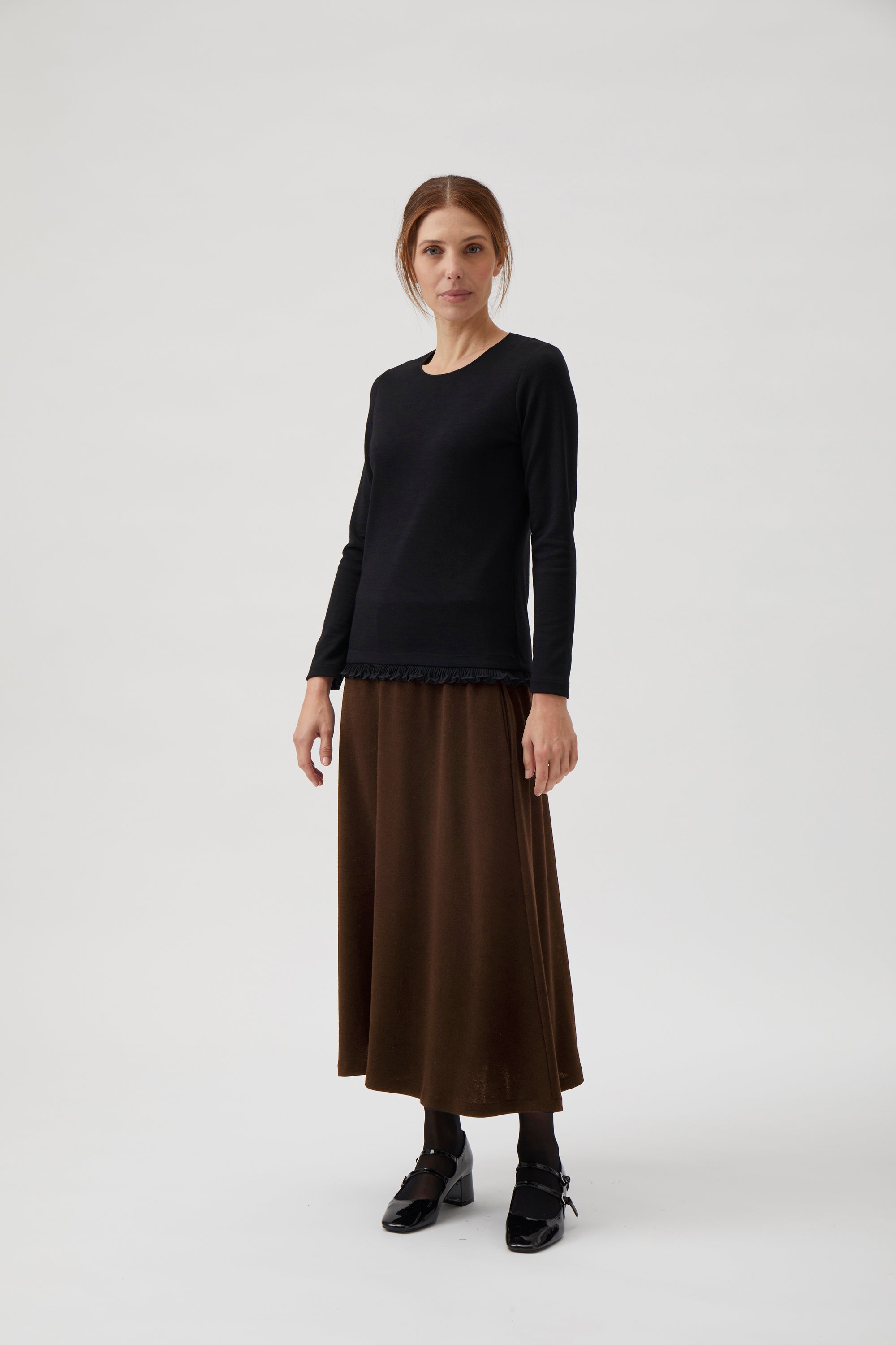 Wide flared skirt - Chocolate
