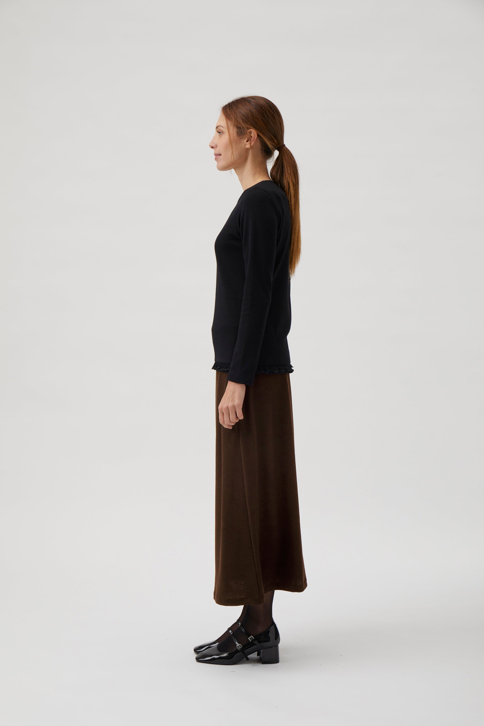 Wide flared skirt - Chocolate