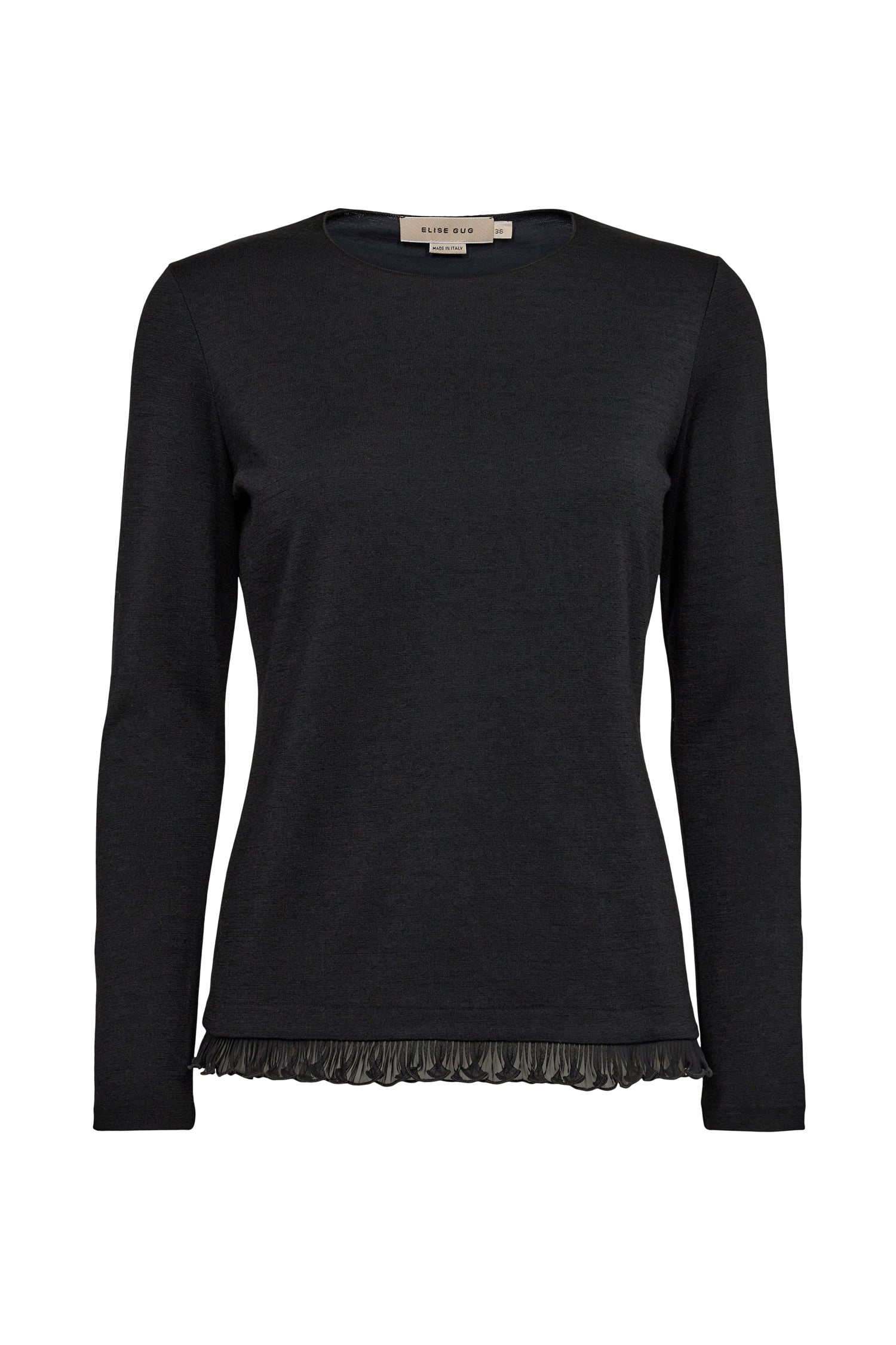 Long sleeve blouse with chiffon - Black