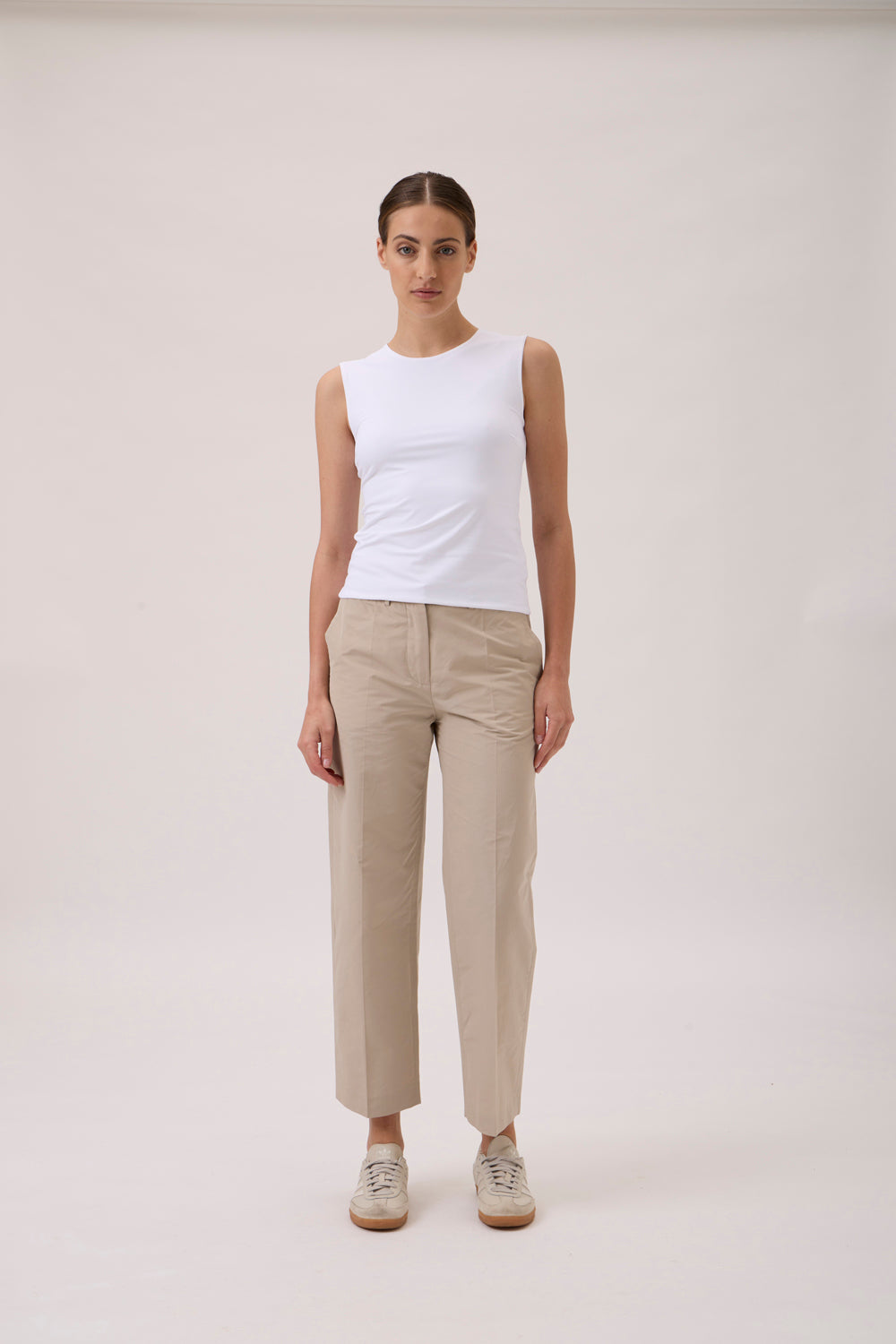 Sleeveless White top in double-layer Nilo jersey by ELISE GUG