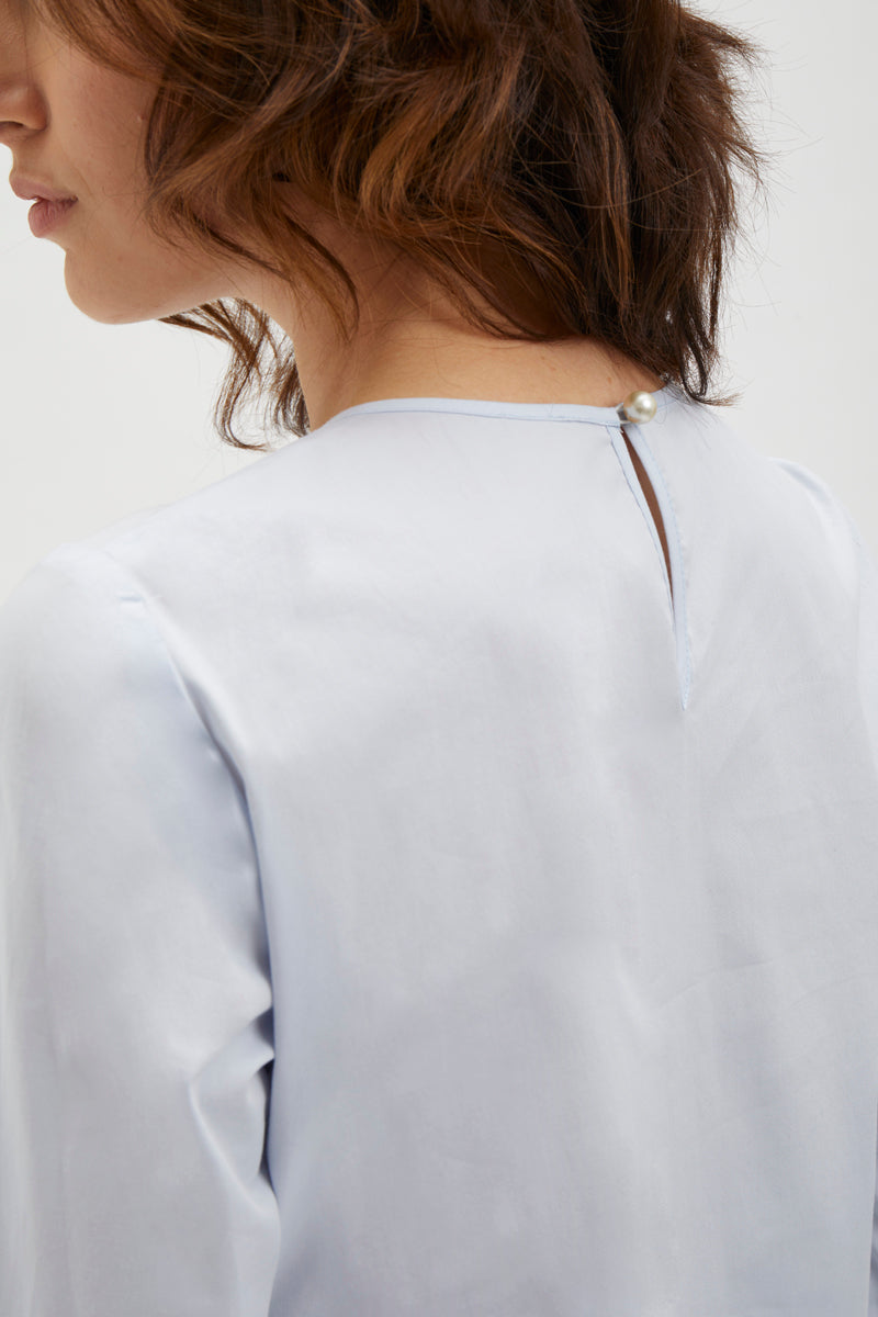 Classic blouse with ruffles - 208 Light Blue