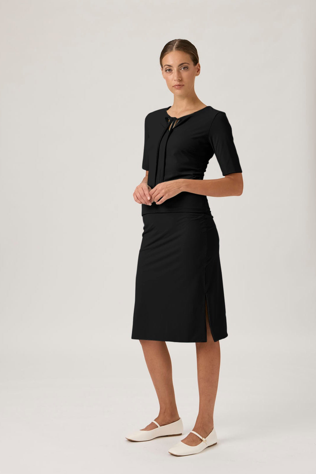 Midi Skirt with Slits – Nilo 3326M Black