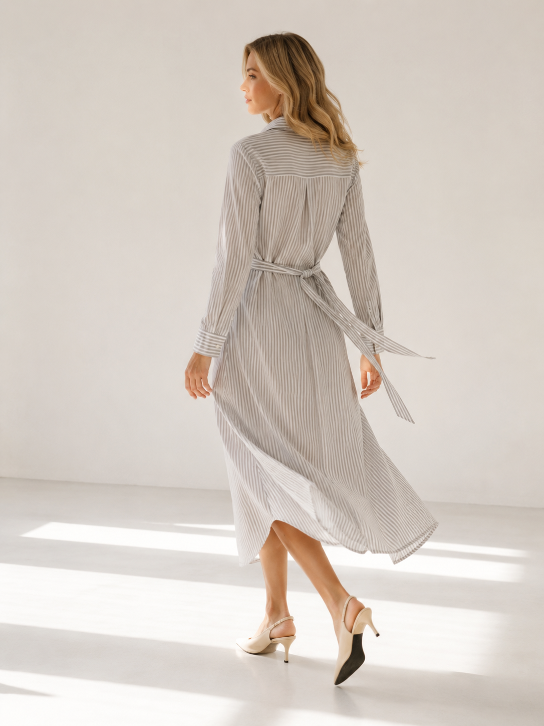 Belted Cotton Shirtdress – Rennes 2242 Stripes