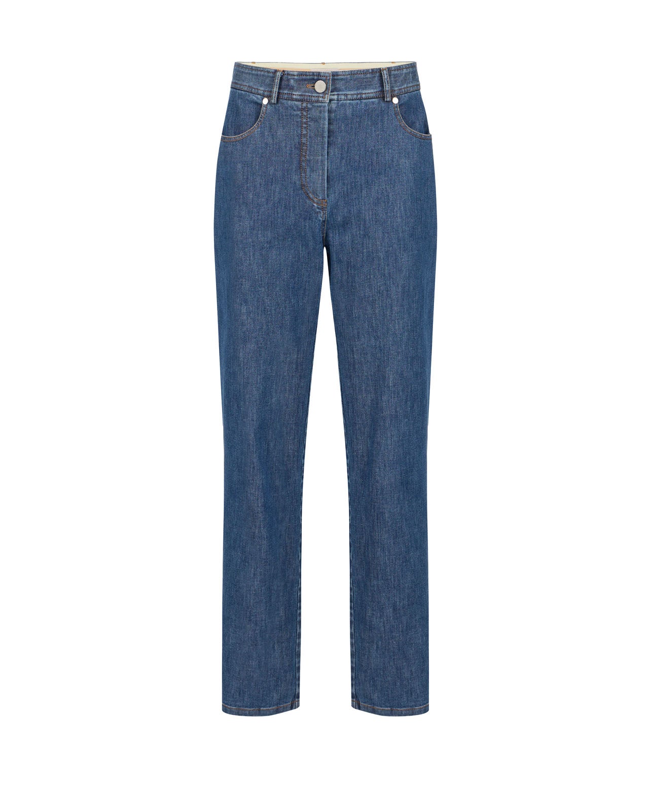 High Waisted Washed Tapered Jeans - Blue
