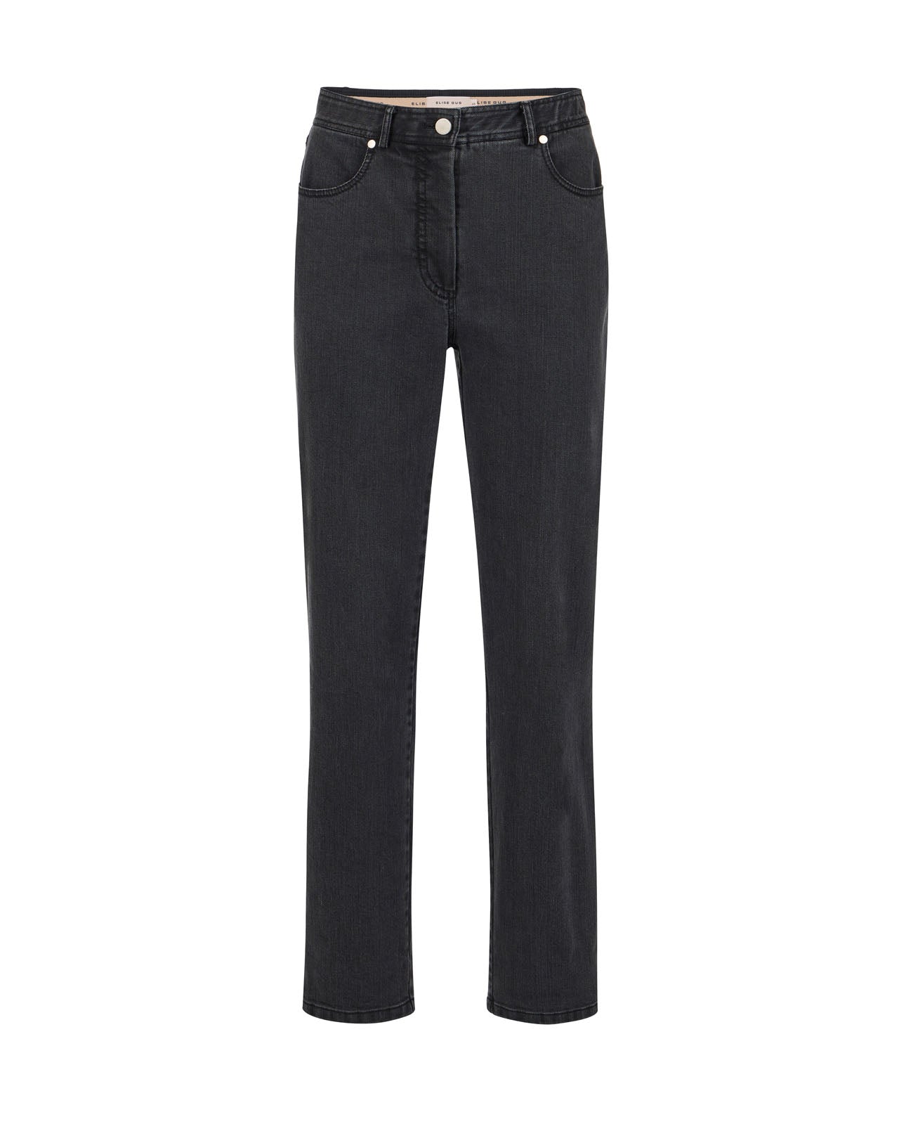 High Waisted Washed Tapered Jeans - 4014 Black