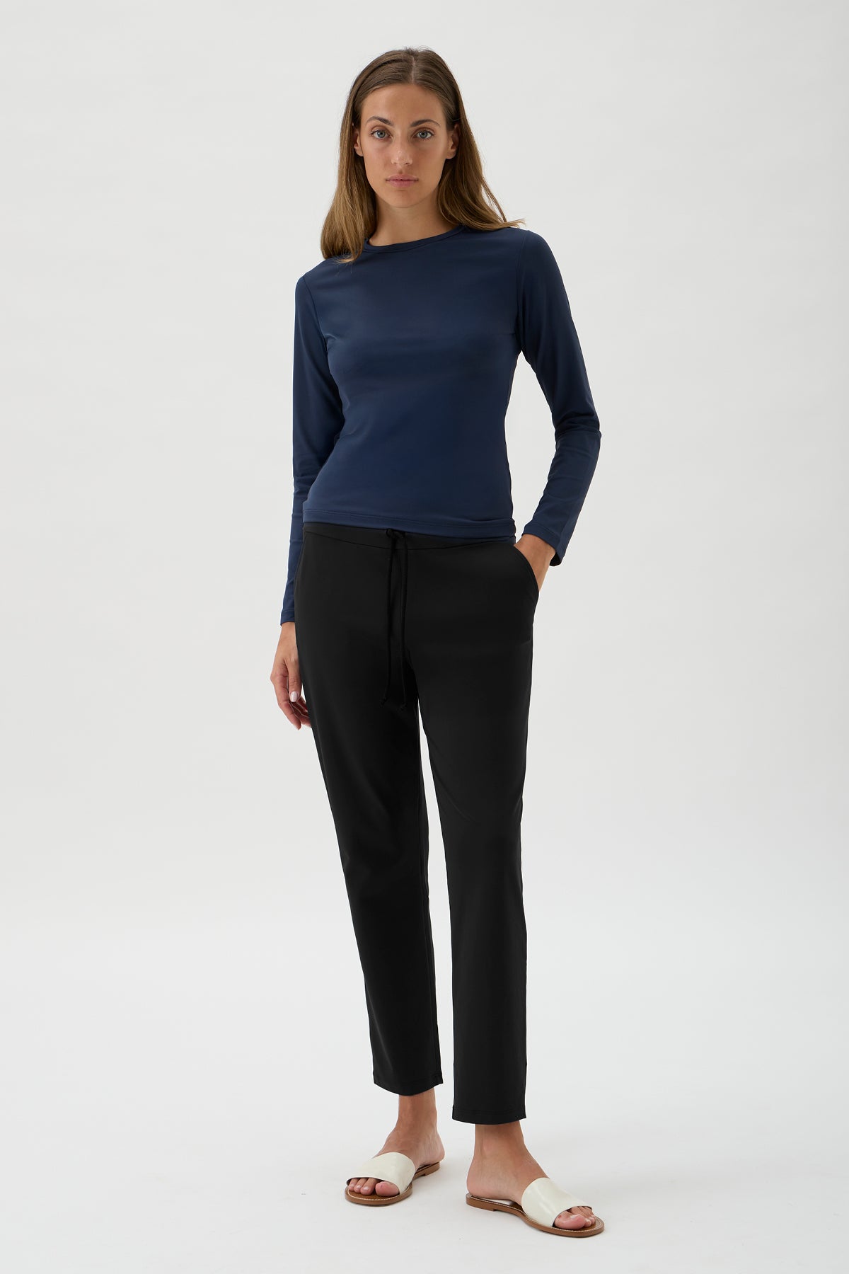 Drawstring Pants Straight Leg - 4015 Nair Black