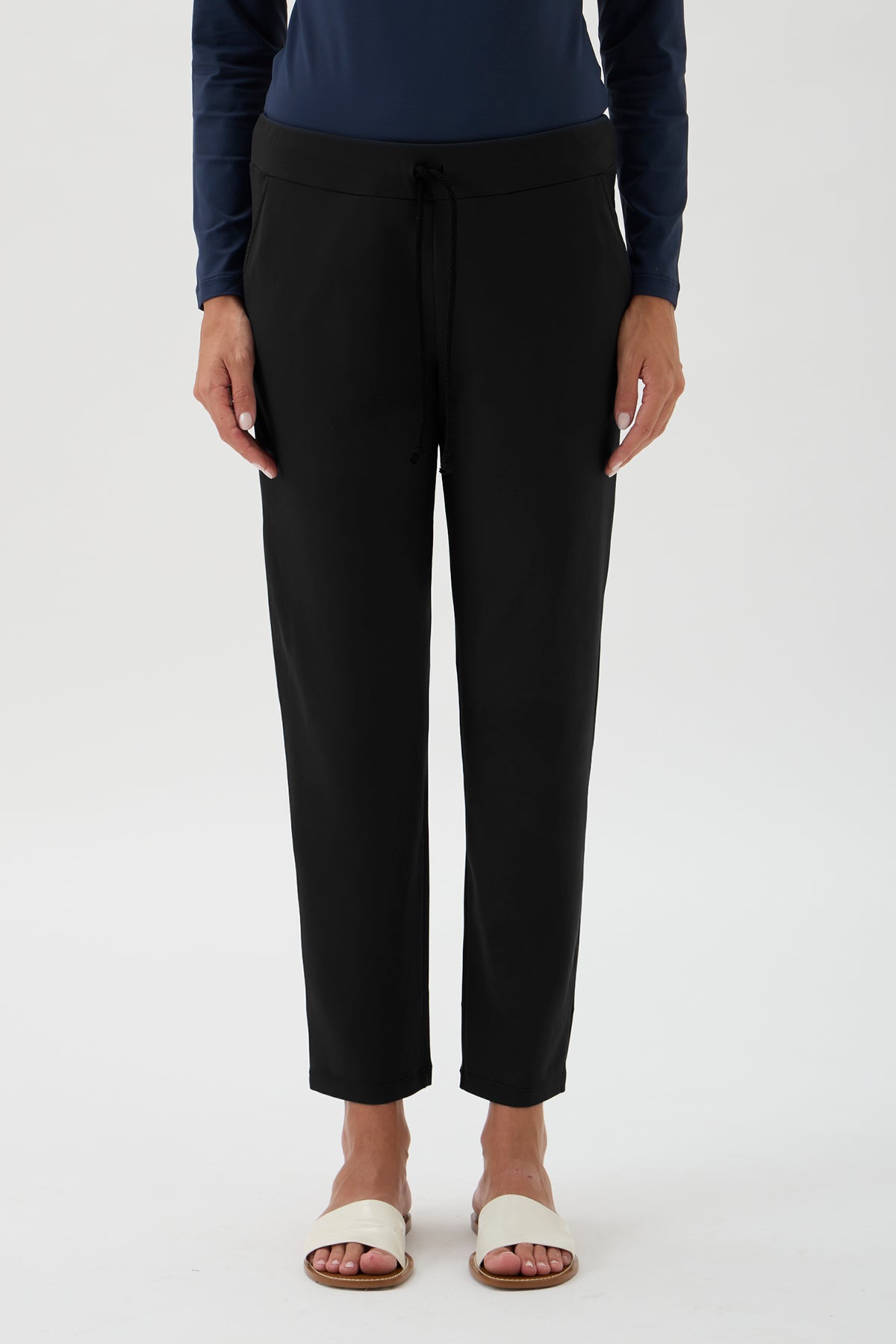 Drawstring Pants Straight Leg - 4015 Nair Black