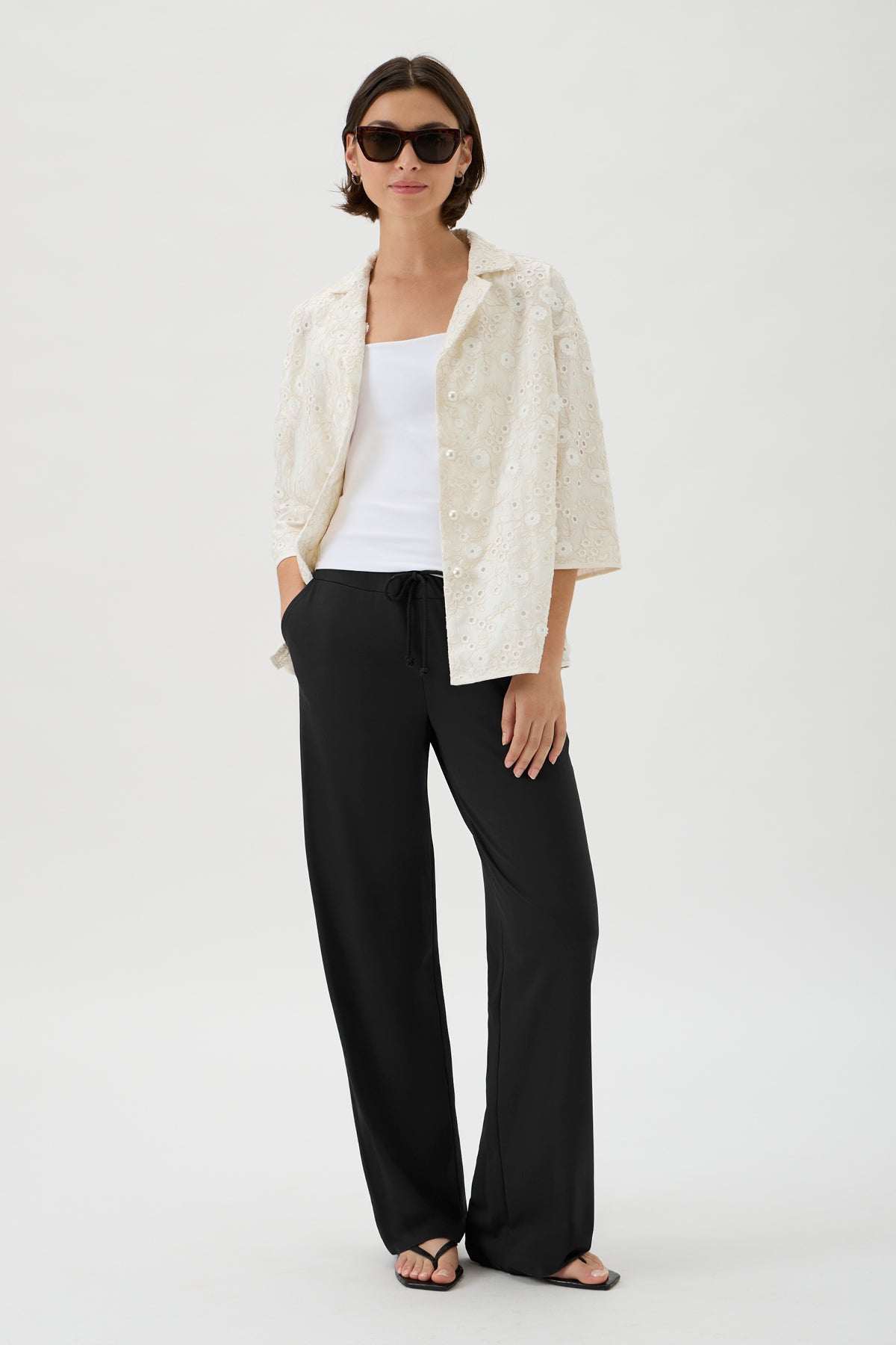 Drawstring Pants Wide Legs - 4024 NAIR BLACK