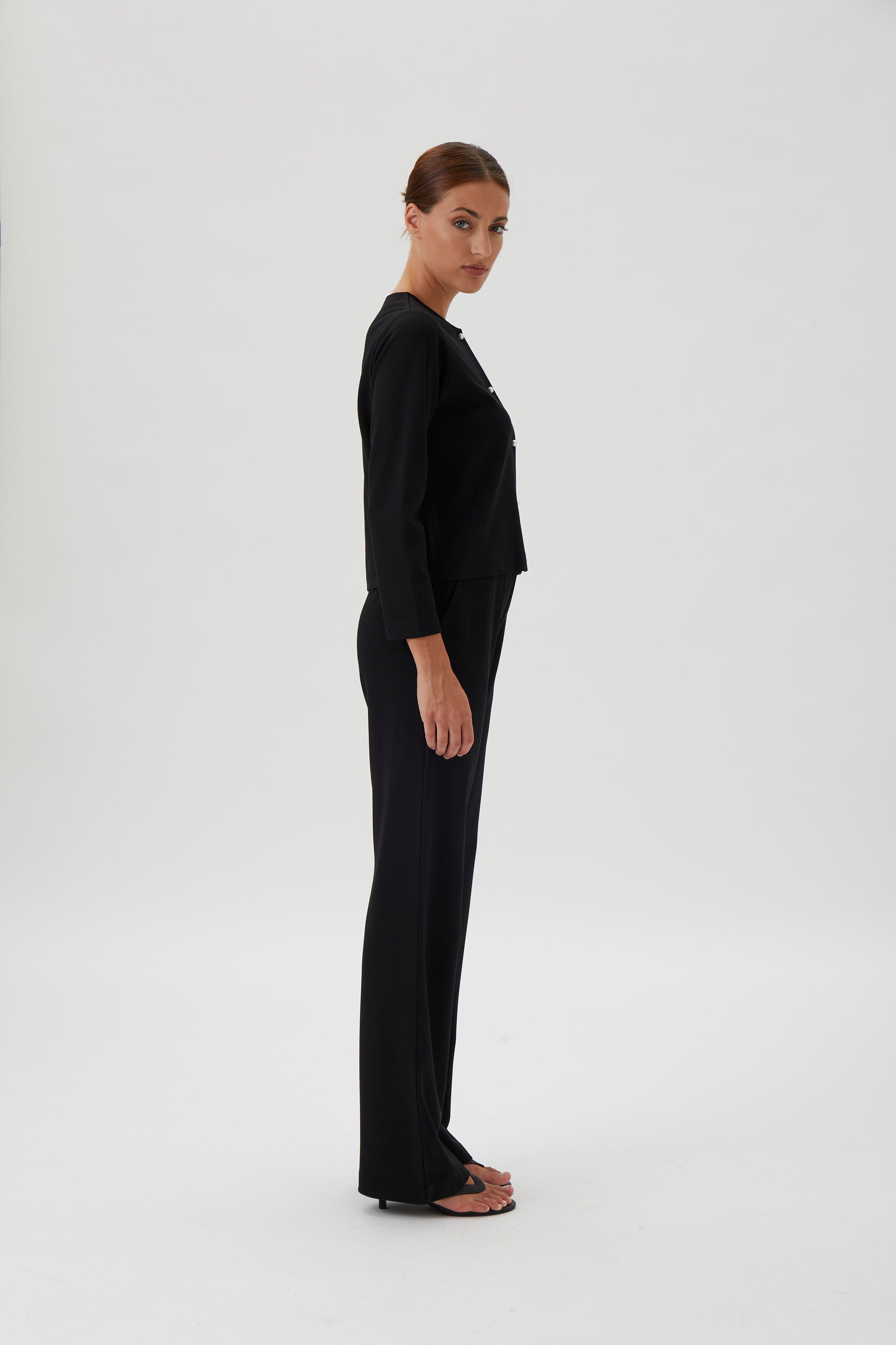 Relaxed Wide-Leg Trousers - Black