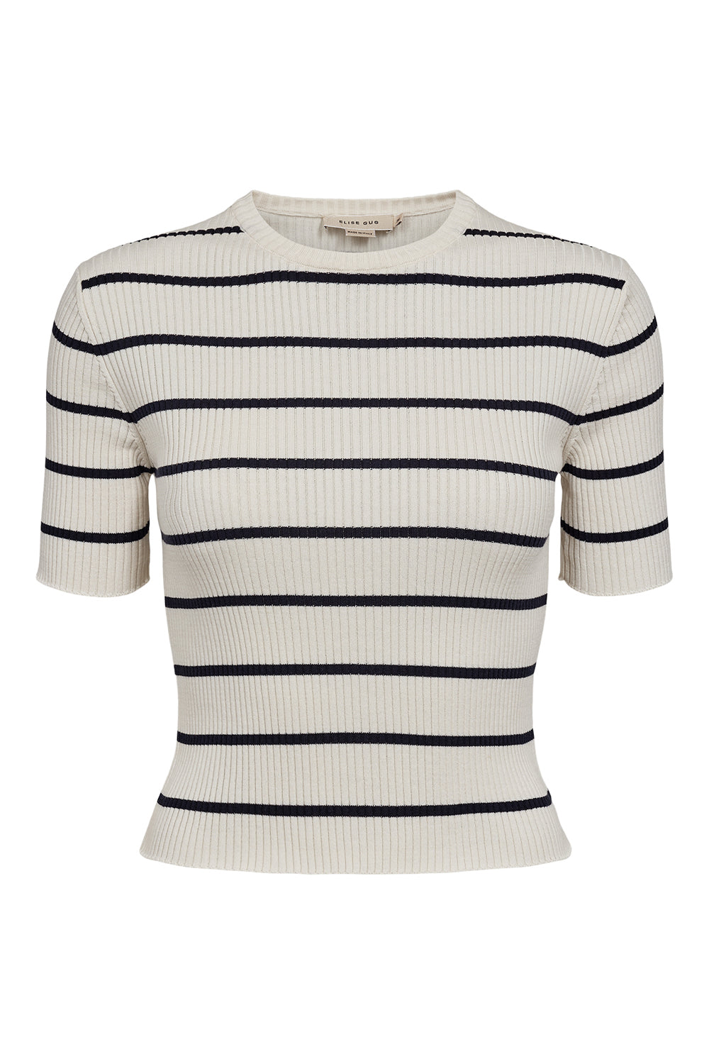 A fitted short-sleeved sweater - Agusta 7068SL Navy Stripes