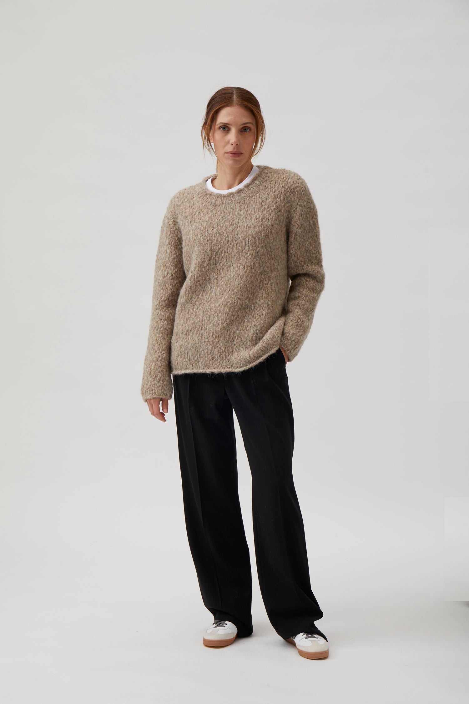 Oversize alpaca sweater - 7076 Beige melange