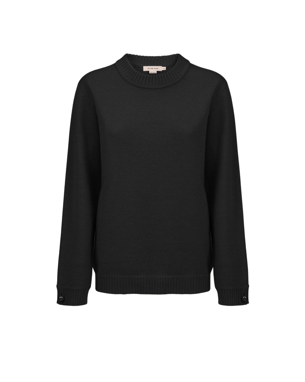 Relaxed Wool Blend Sweater Firm Knit - 7079 Black
