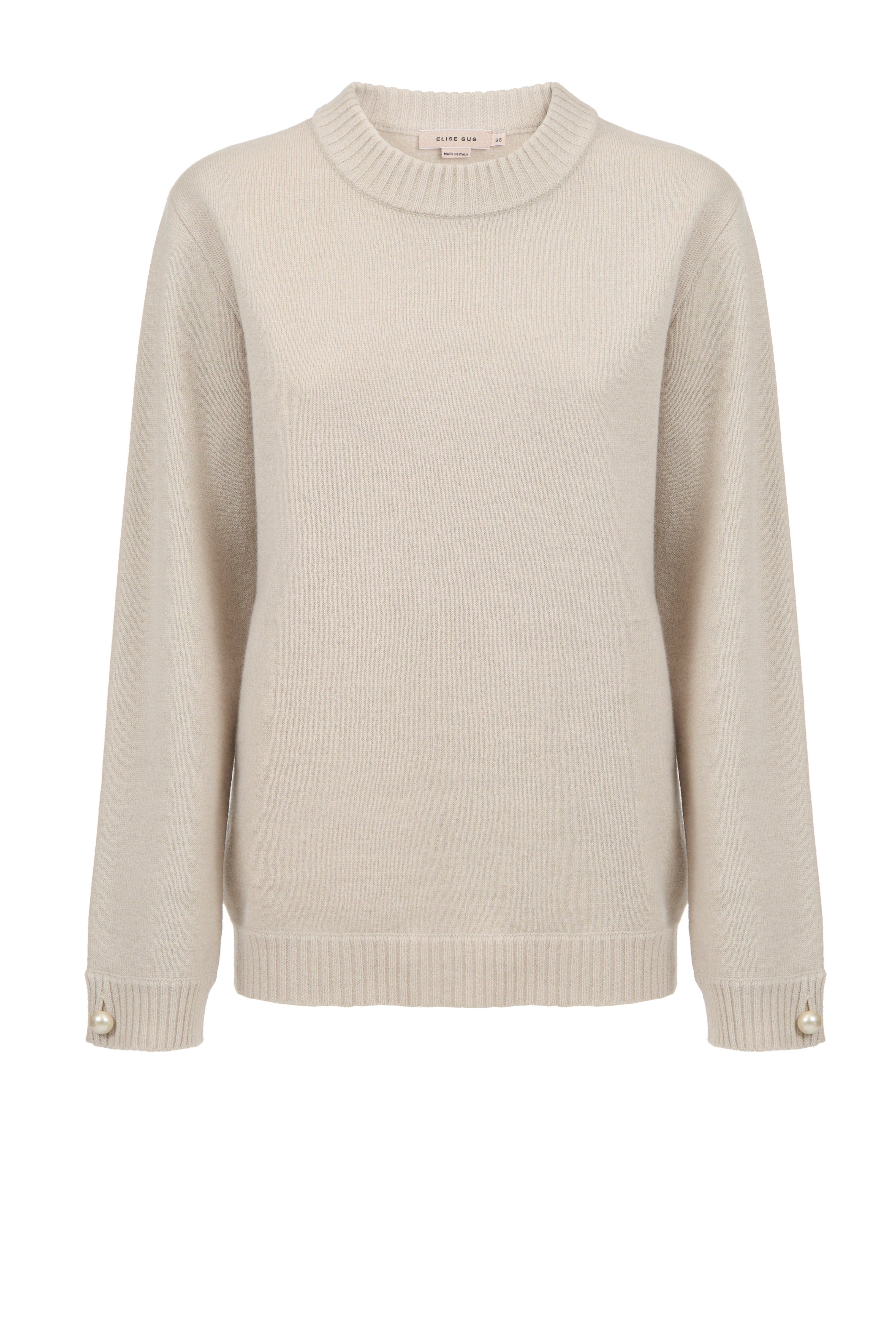 Relaxed Wool Blend Sweater Firm Knit - 7079 Light Beige