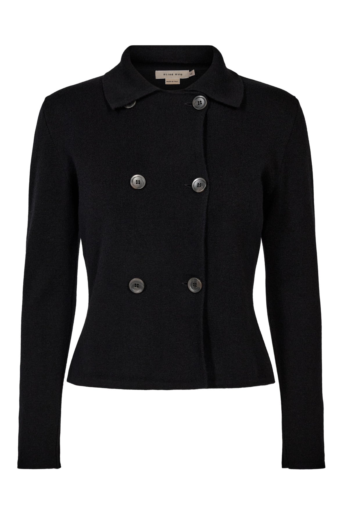 Double-Breasted Merino Jacket – 7080 Black | ELISE GUG