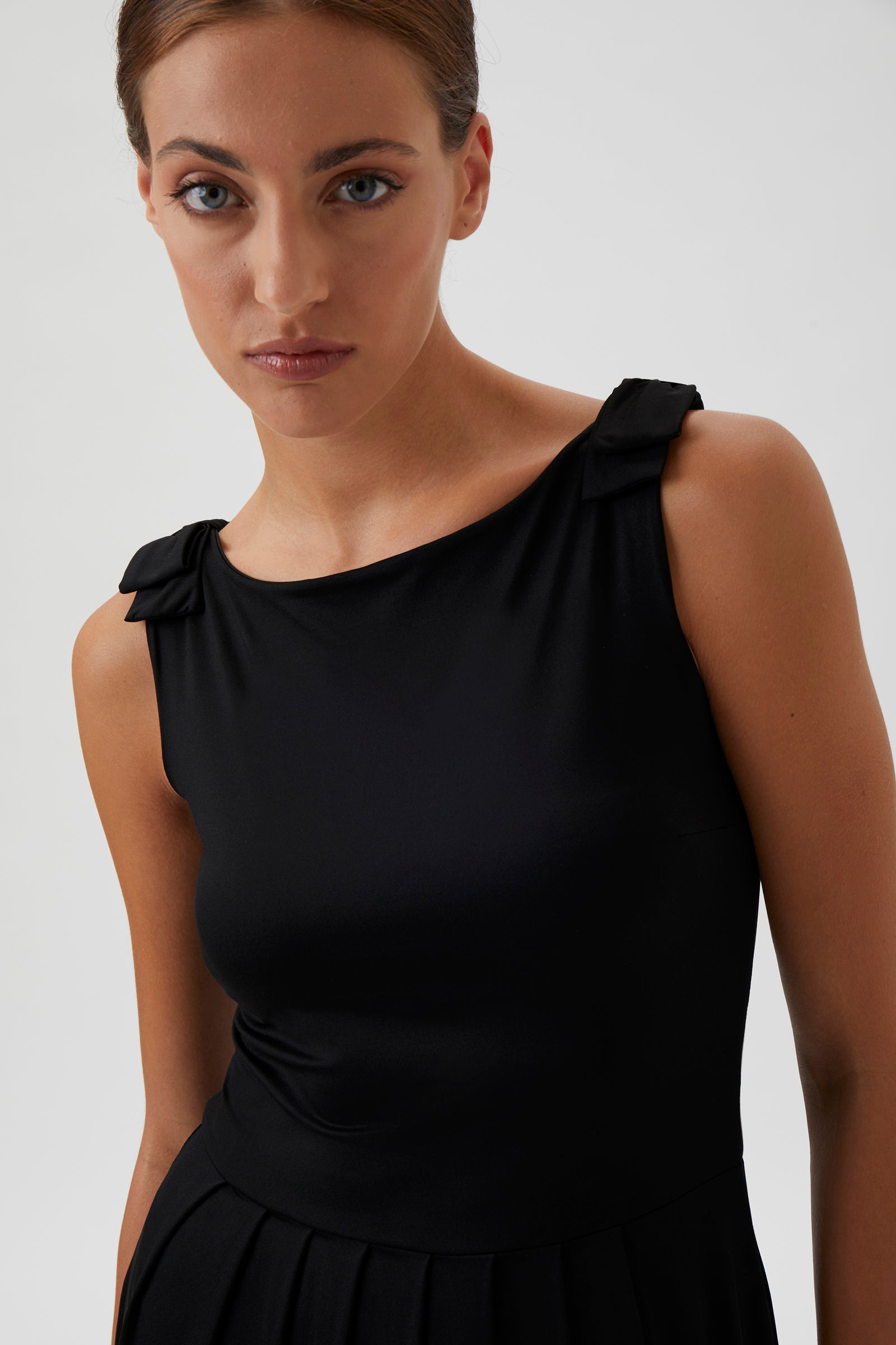 Sleeveless Maxi Dress with Shoulder Bows - 9460 Nilo Black