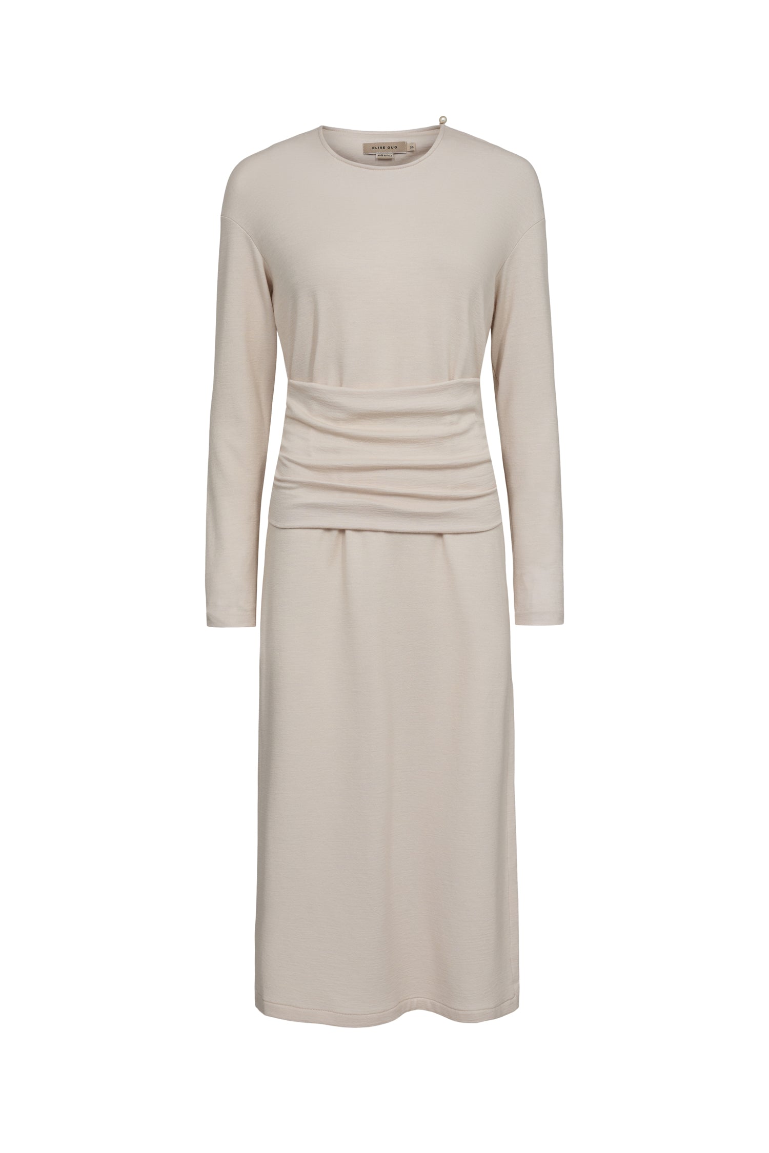Medi dress with belt - 9485 Cream
