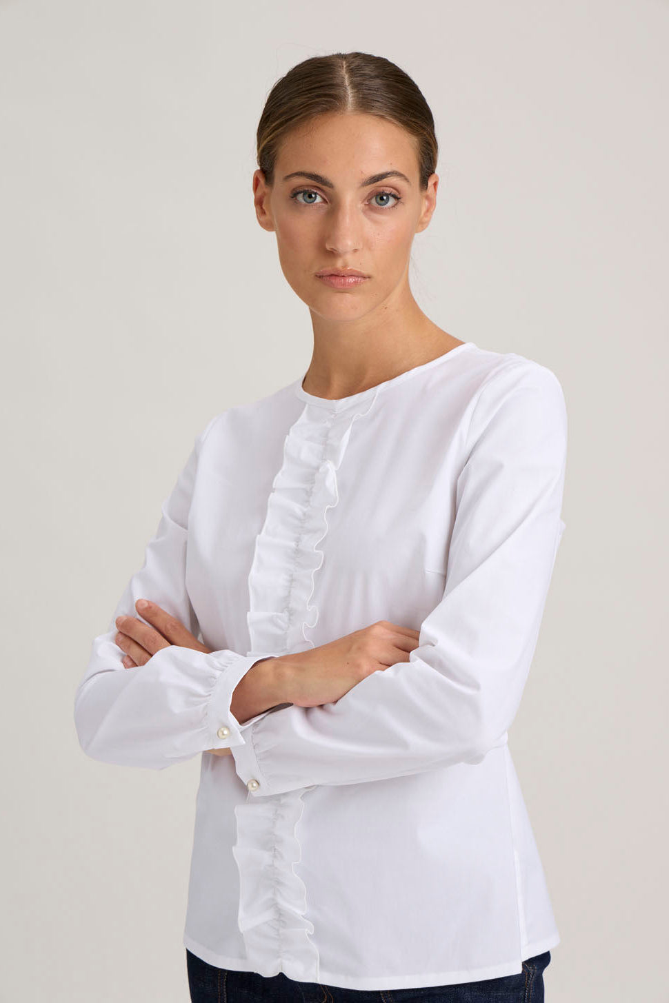 Bormio Blouse with Ruffles – 208 White