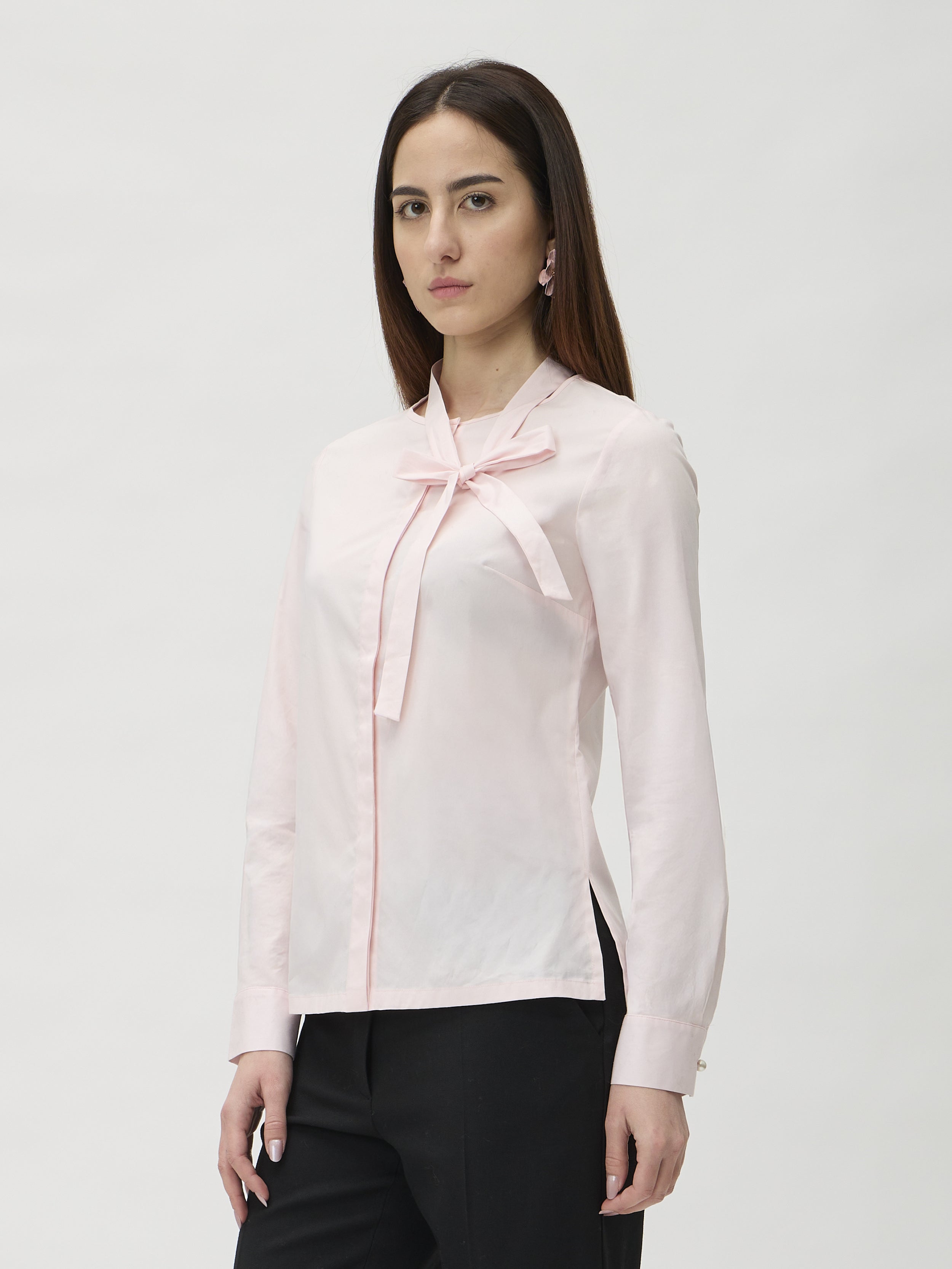 Blouse with Scarf in Bormio Rosa – side view – ELISE GUG