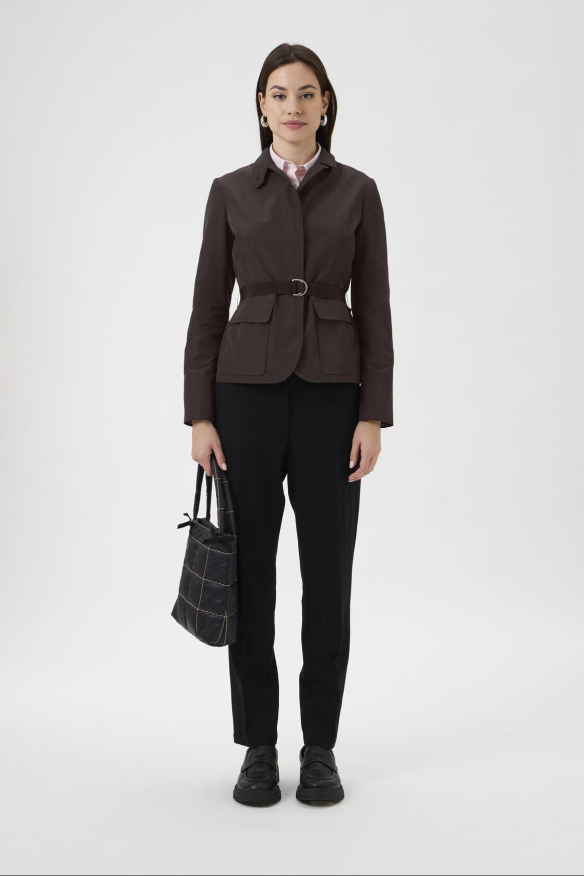 Belted Cotton Blend Jacket – 5040 Canguro Brown