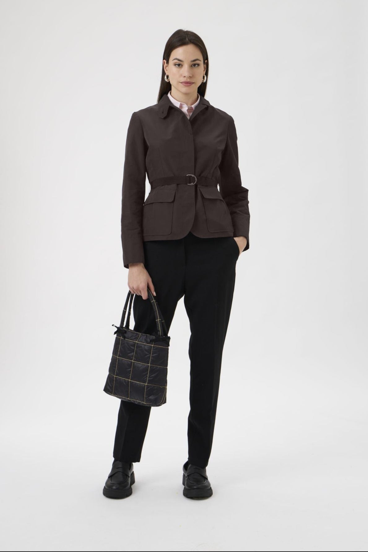 Belted Cotton Blend Jacket – 5040 Canguro Brown