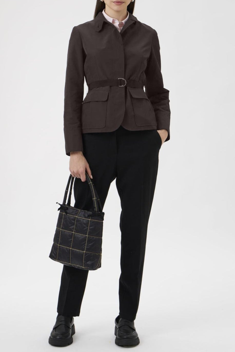 Belted Cotton Blend Jacket – 5040 Canguro Brown