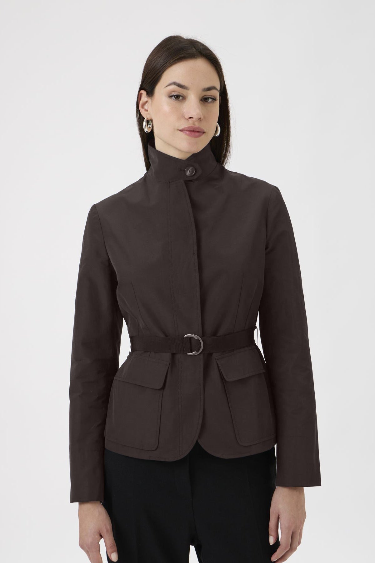 Belted Cotton Blend Jacket – 5040 Canguro Brown