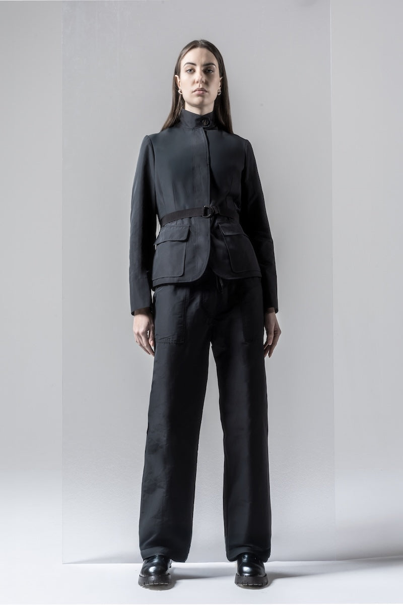 Belted Cotton Blend Jacket – 5040 Canguro Black