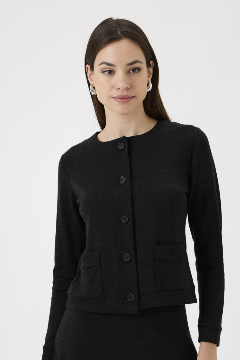 Cardigan With Pockets - 1007 Black