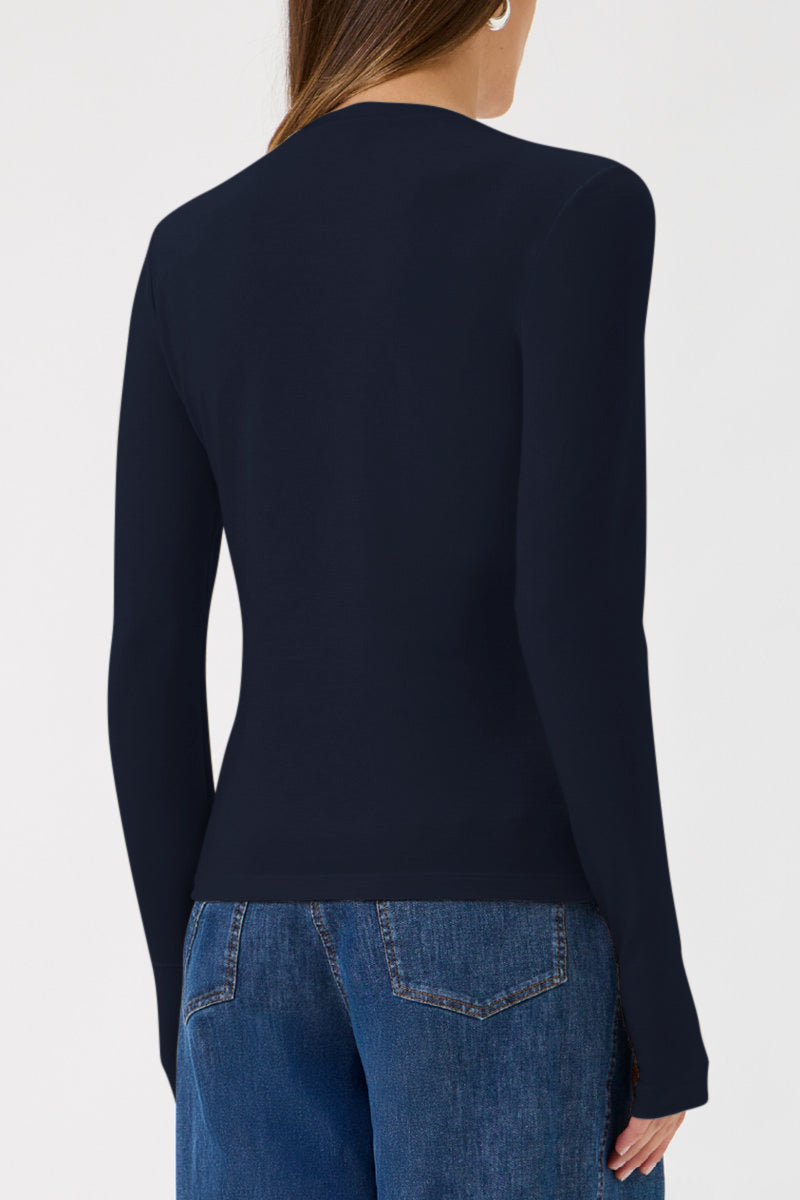 Classic T-shirt blouse detail at wrist - 1168 Blue