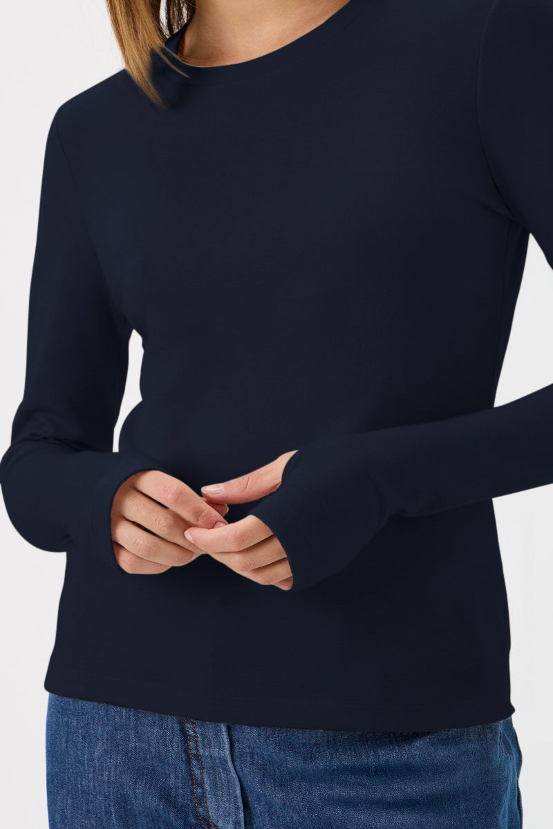 Classic T-shirt blouse detail at wrist - 1168 Blue