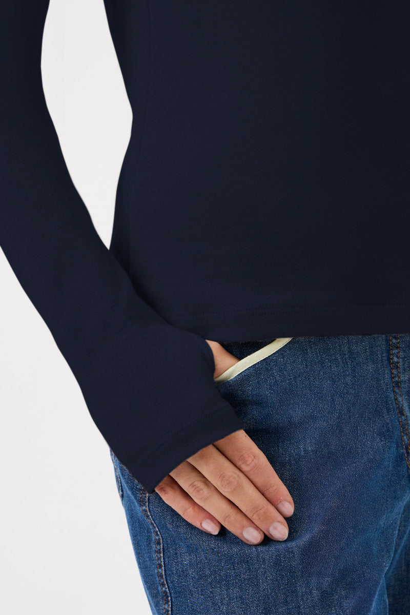 Classic T-shirt blouse detail at wrist - 1168 Blue