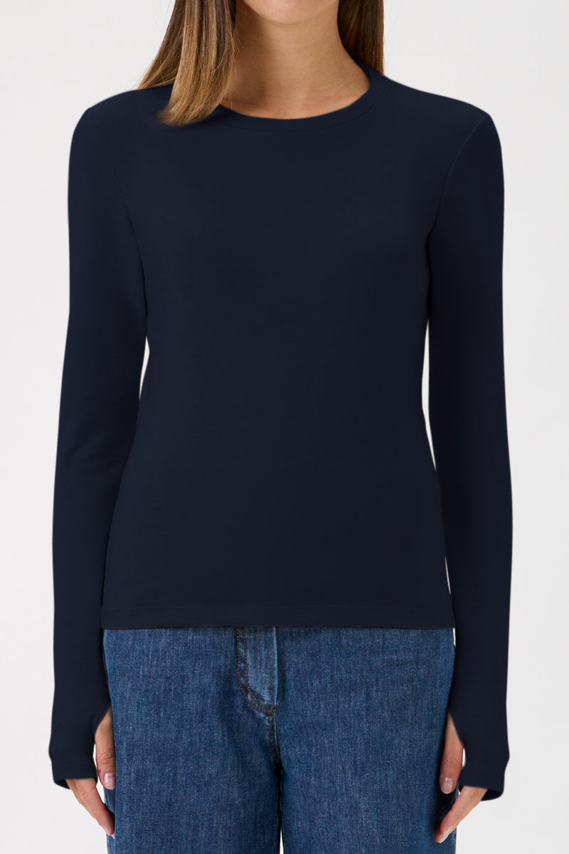 Classic T-shirt blouse detail at wrist - 1168 Blue
