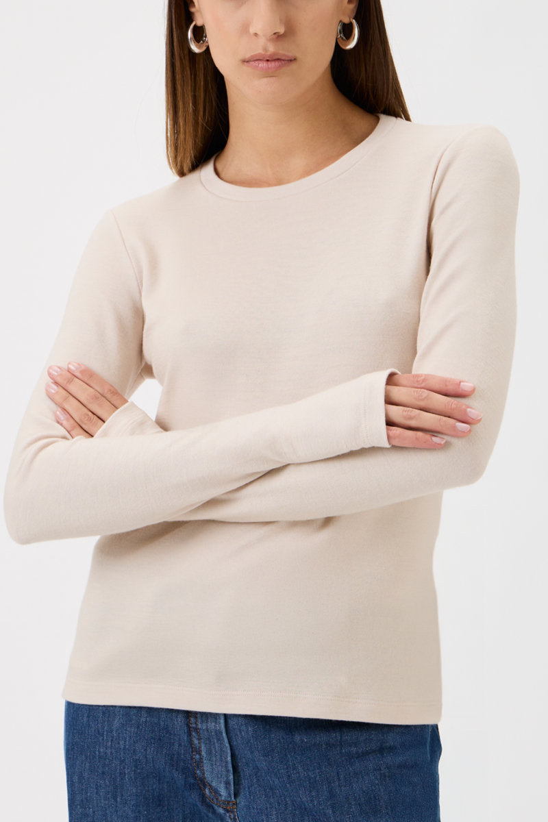 Classic T-shirt blouse detail at wrist - 1168 Cream