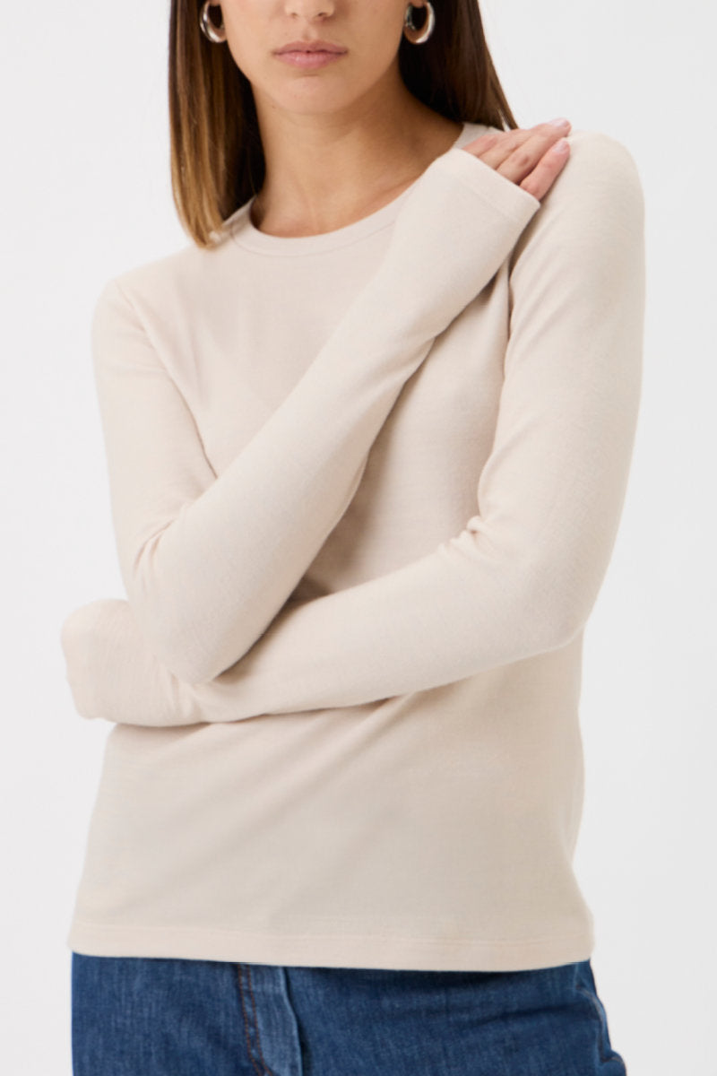 Classic T-shirt blouse detail at wrist - 1168 Cream