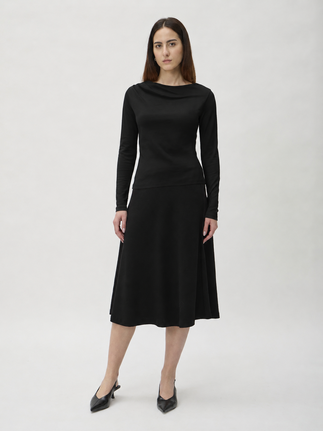 Blouse with Shoulder Pleats in Darfo – 1201 Black