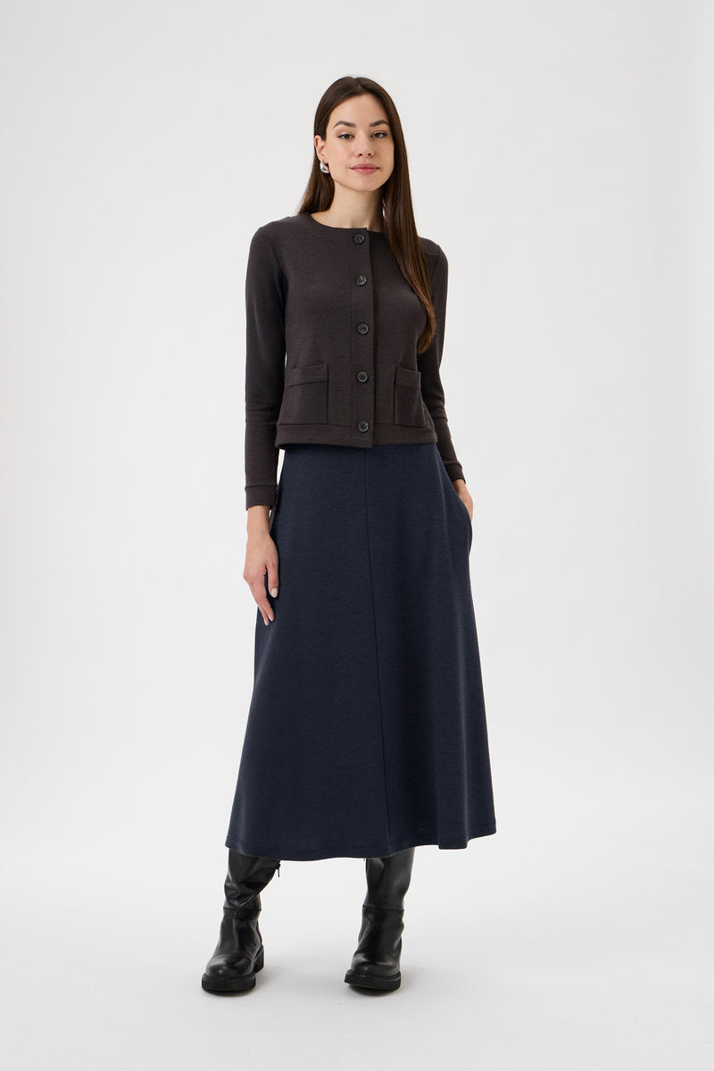 Medium Length Wide Flared Skirt Darfo - 3348 Blue