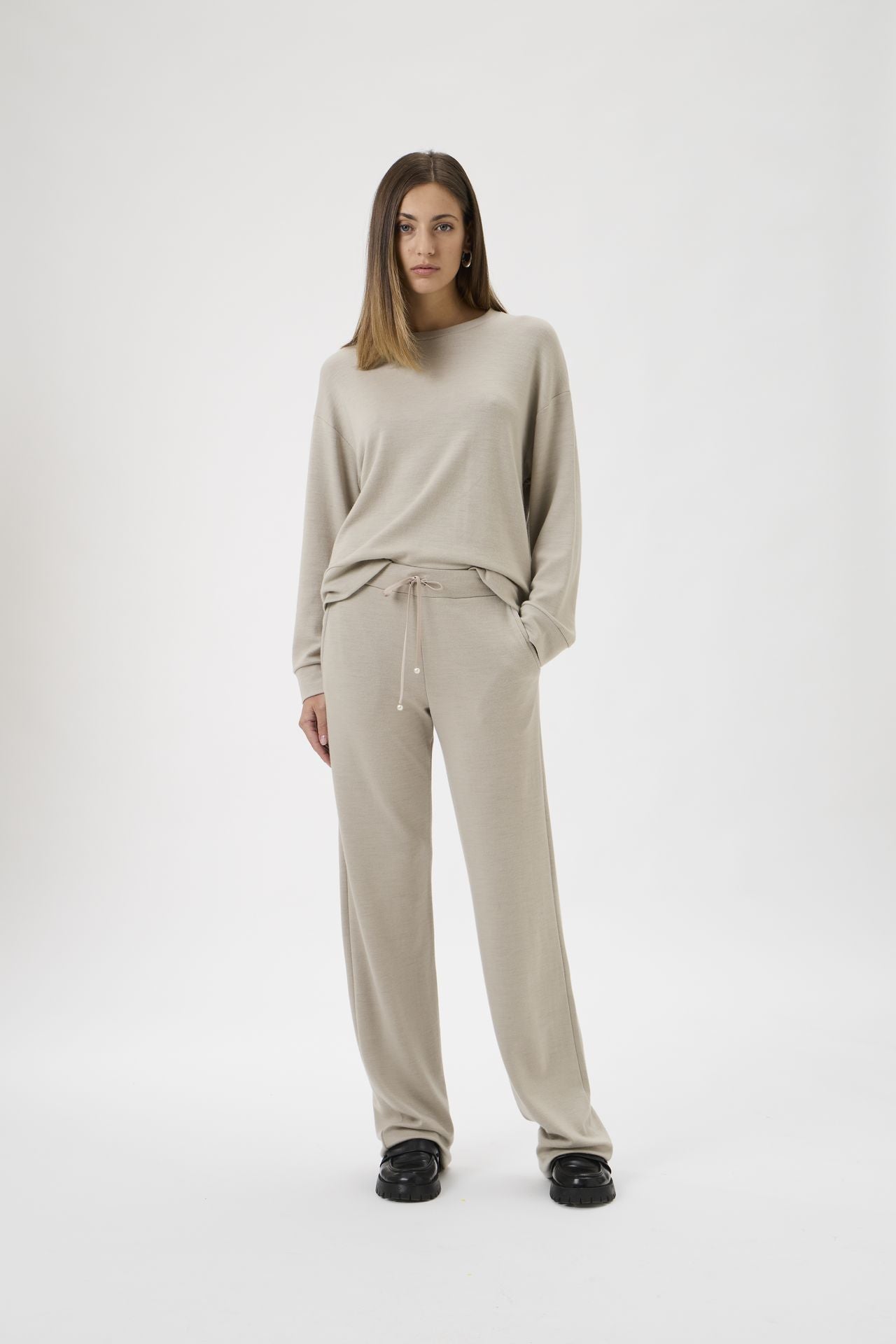 Straight Legged Pants - Beige