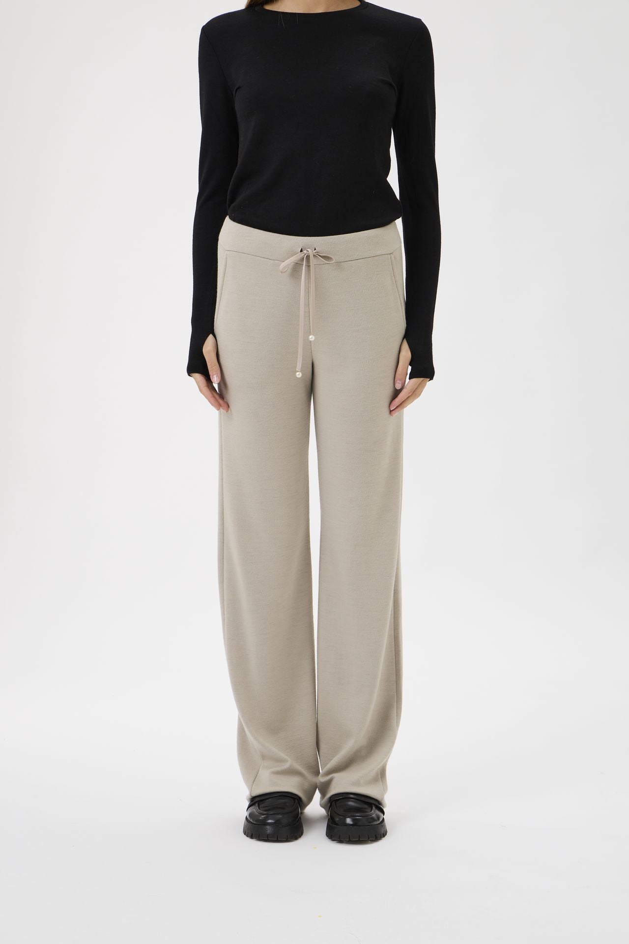 Straight Legged Pants - Beige