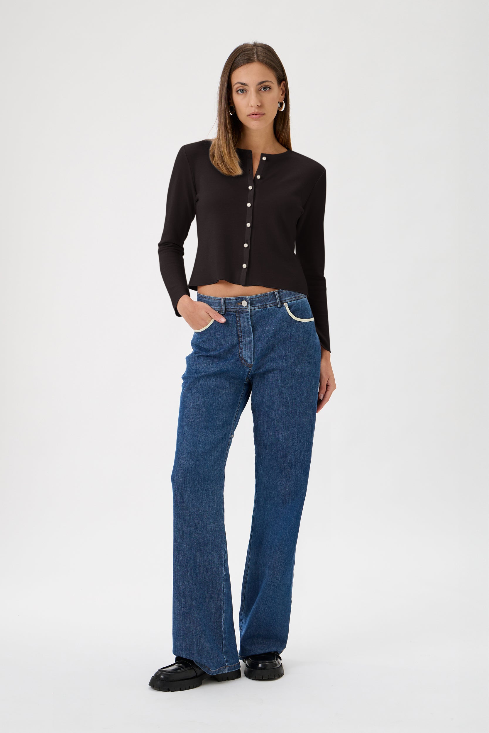 Cardigan Pearl Buttons Darfo - 5004 Cioccolato