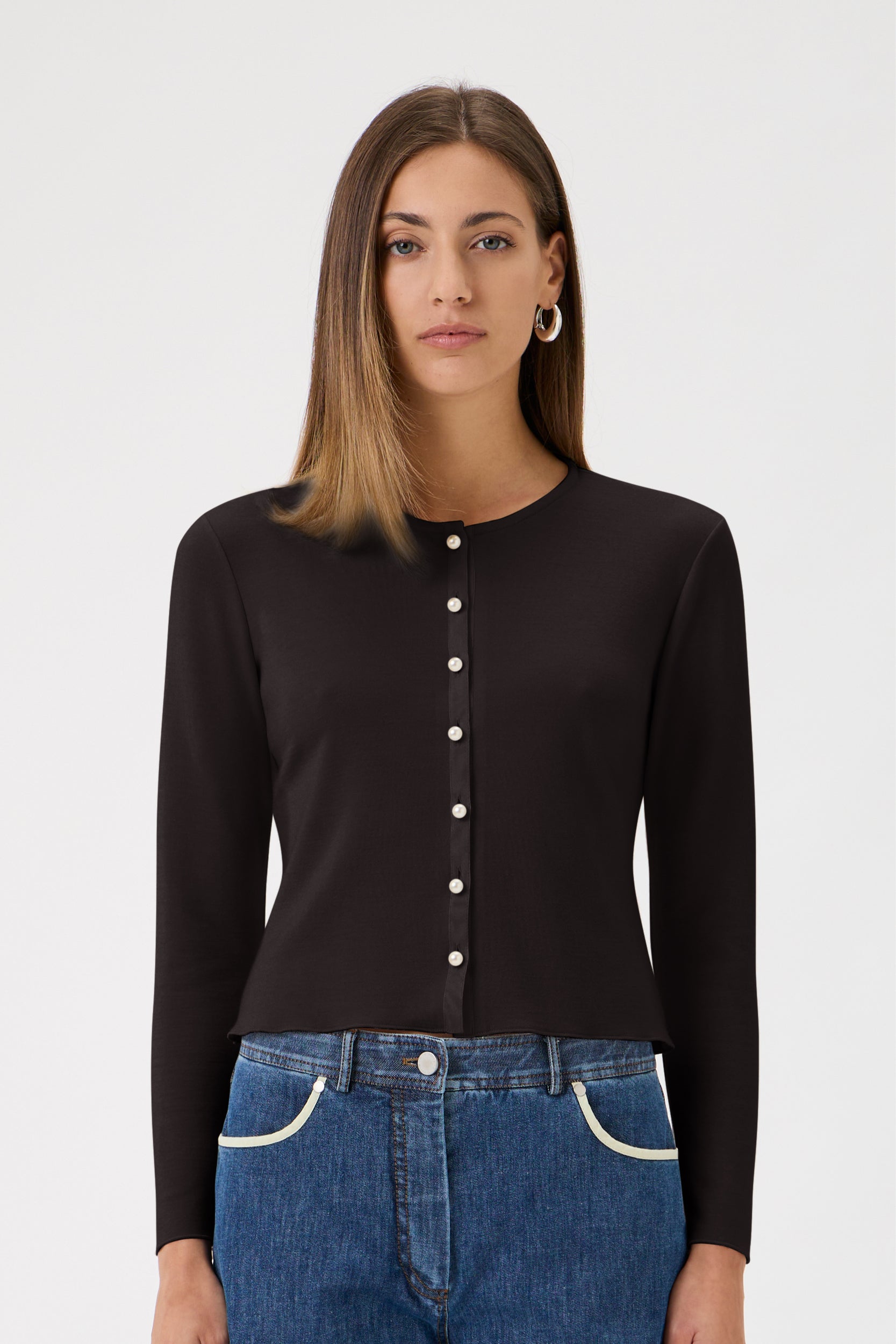 Cardigan Pearl Buttons Darfo - 5004 Cioccolato