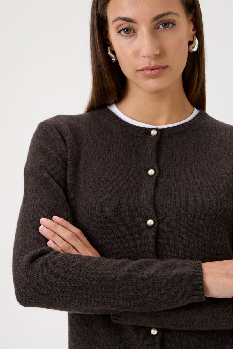 Cardigan Pearl Buttons - Cioccolato