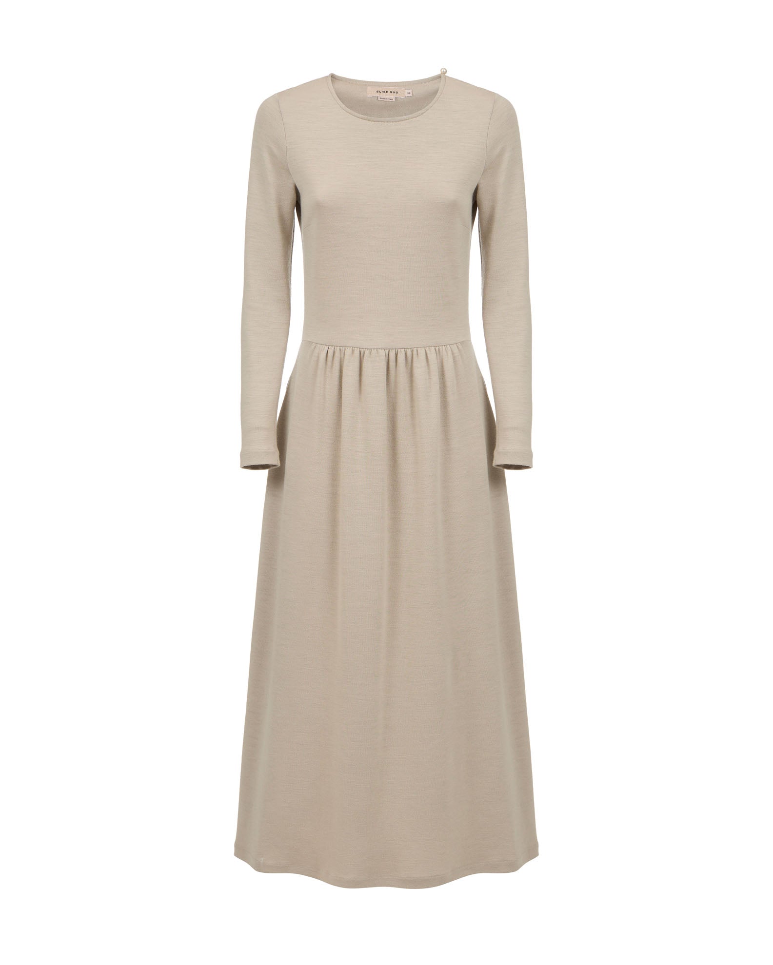 Gug Dress Open Round Neck Long Sleeves Medium - 9483 Beige