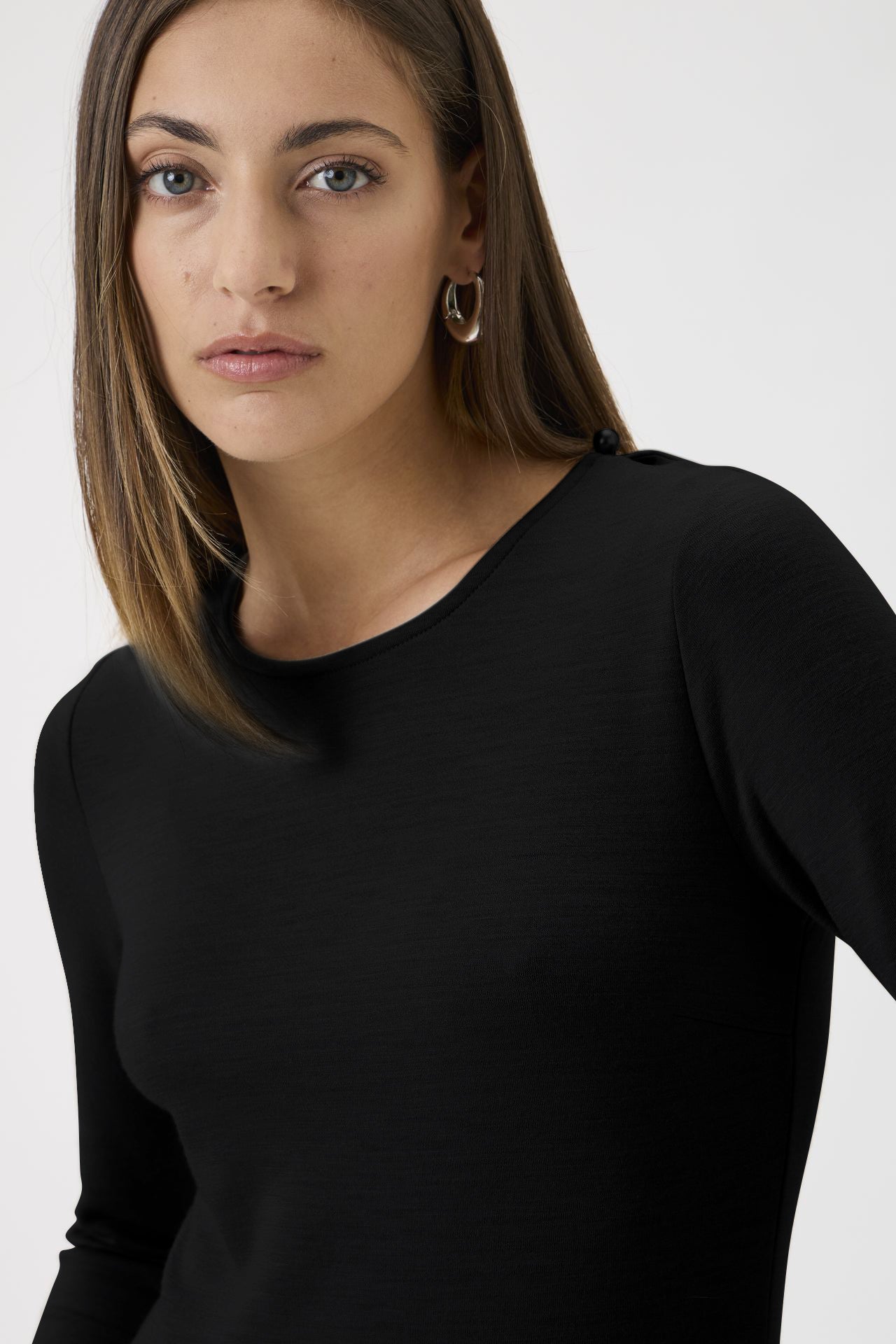 Gug Dress Open Round Neck Long Sleeves Medium - 9483 Black