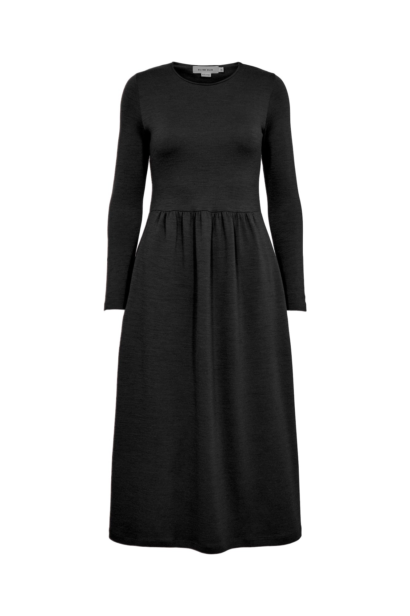 Gug Dress Open Round Neck Long Sleeves Medium - 9483 Black