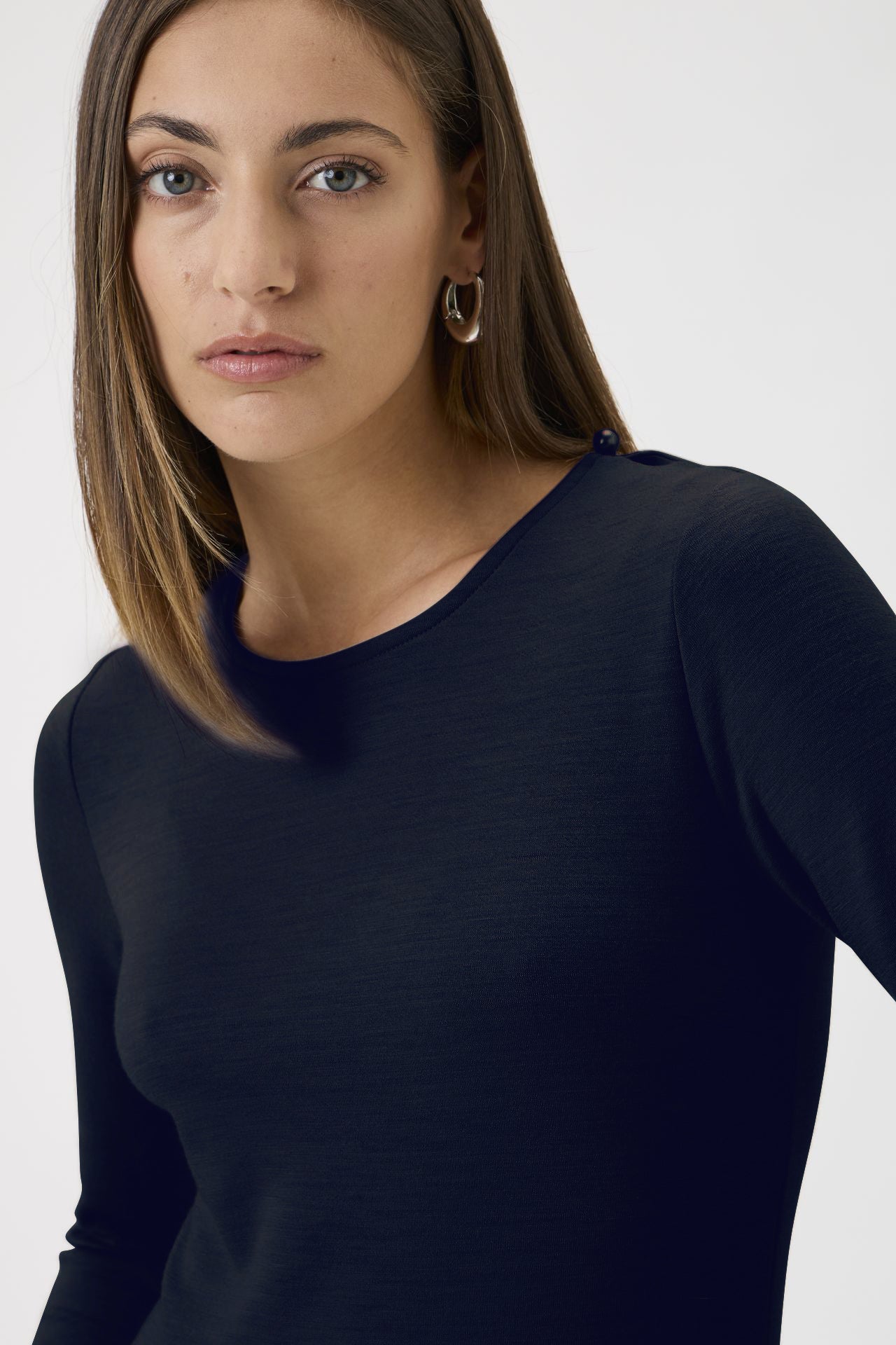 Gug Dress Open Round Neck Long Sleeves Medium - 9483 Blue